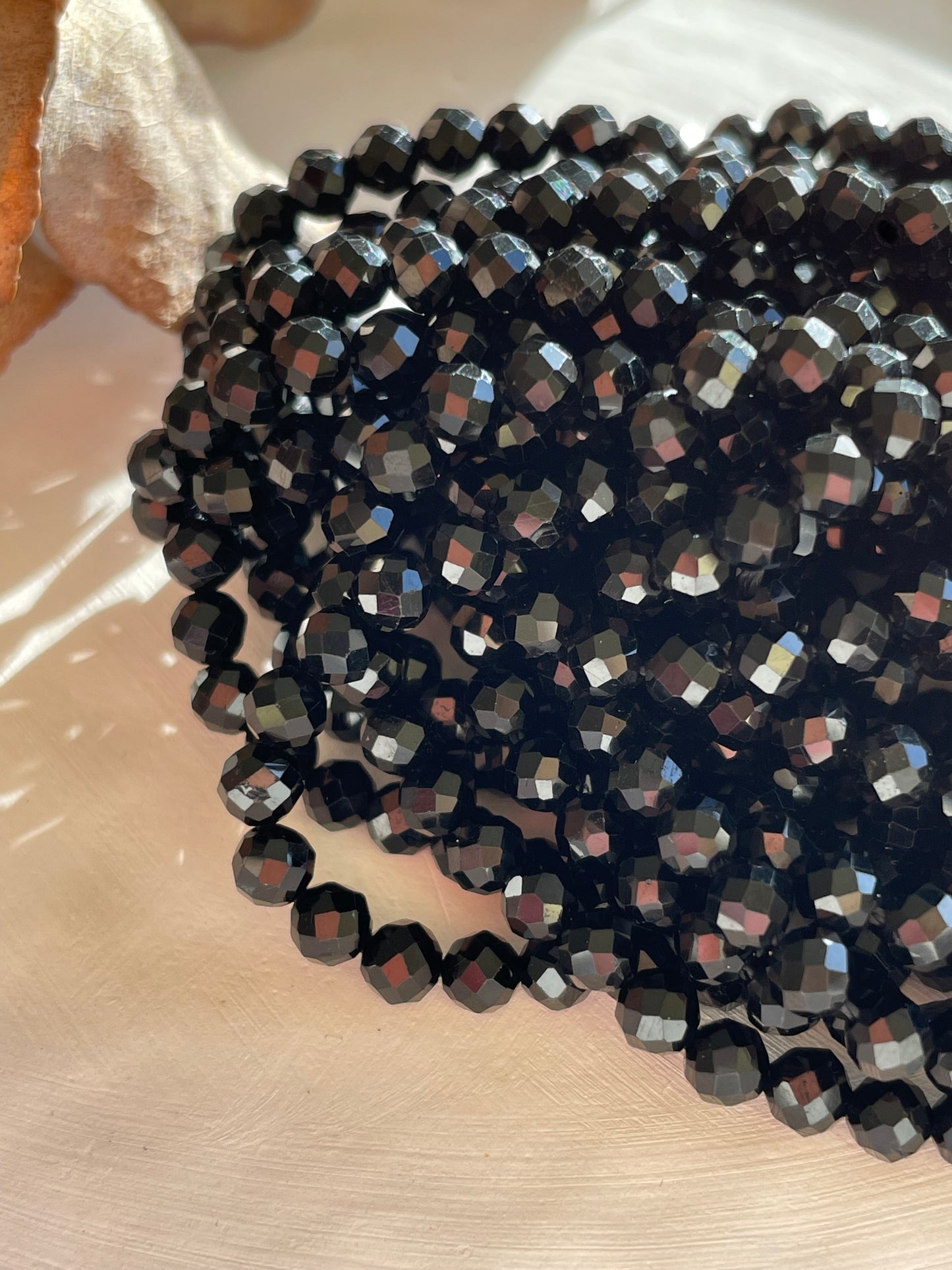 Black Tourmaline 4.3mm Natural Gemstone Crystal Beads
