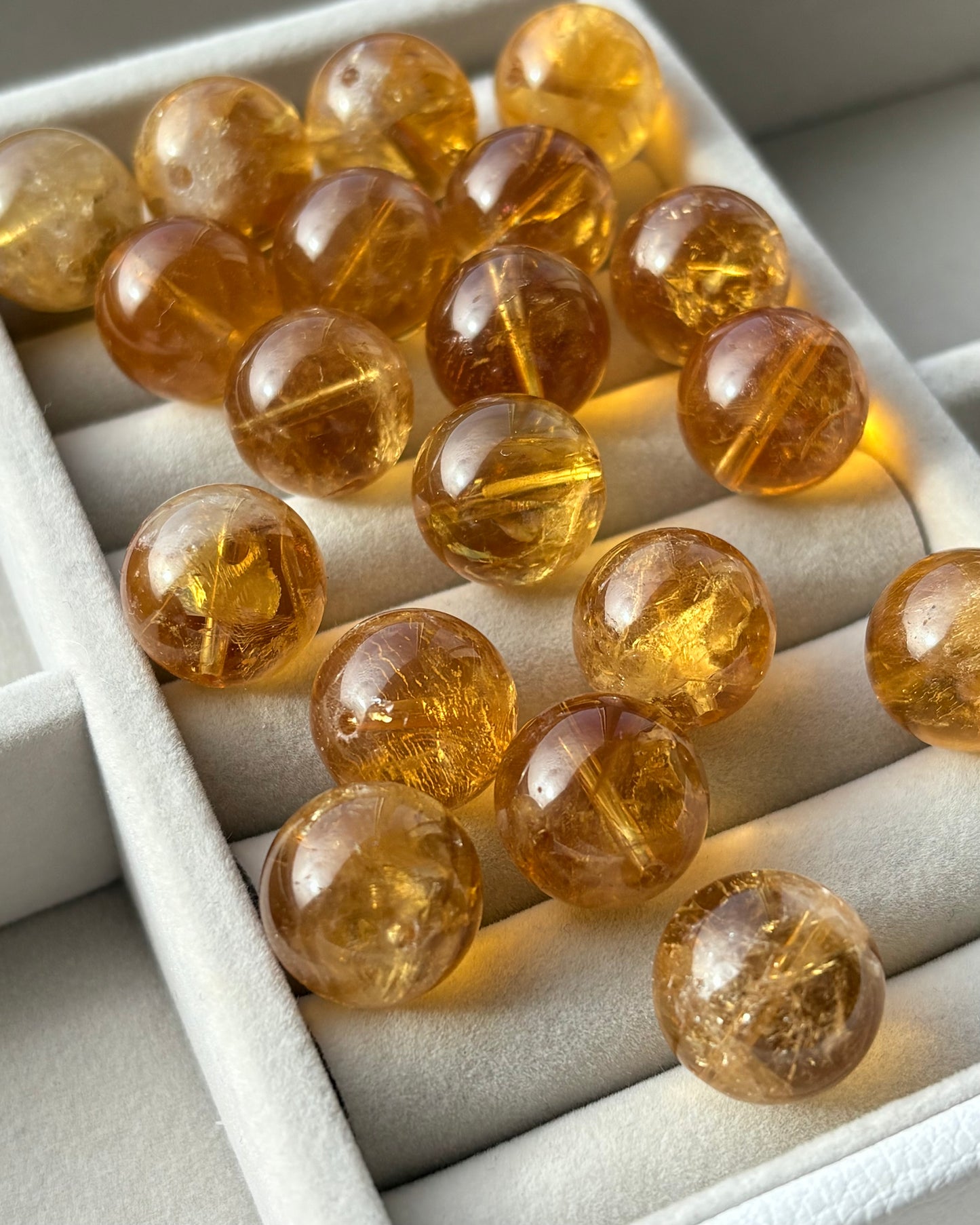 14mm Natural Honey Citrine Beads