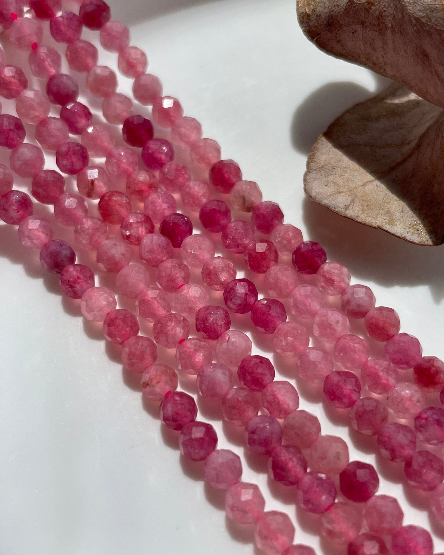 Pink Tourmaline 4mm Faceted Natural Gemstone Crystal Beads