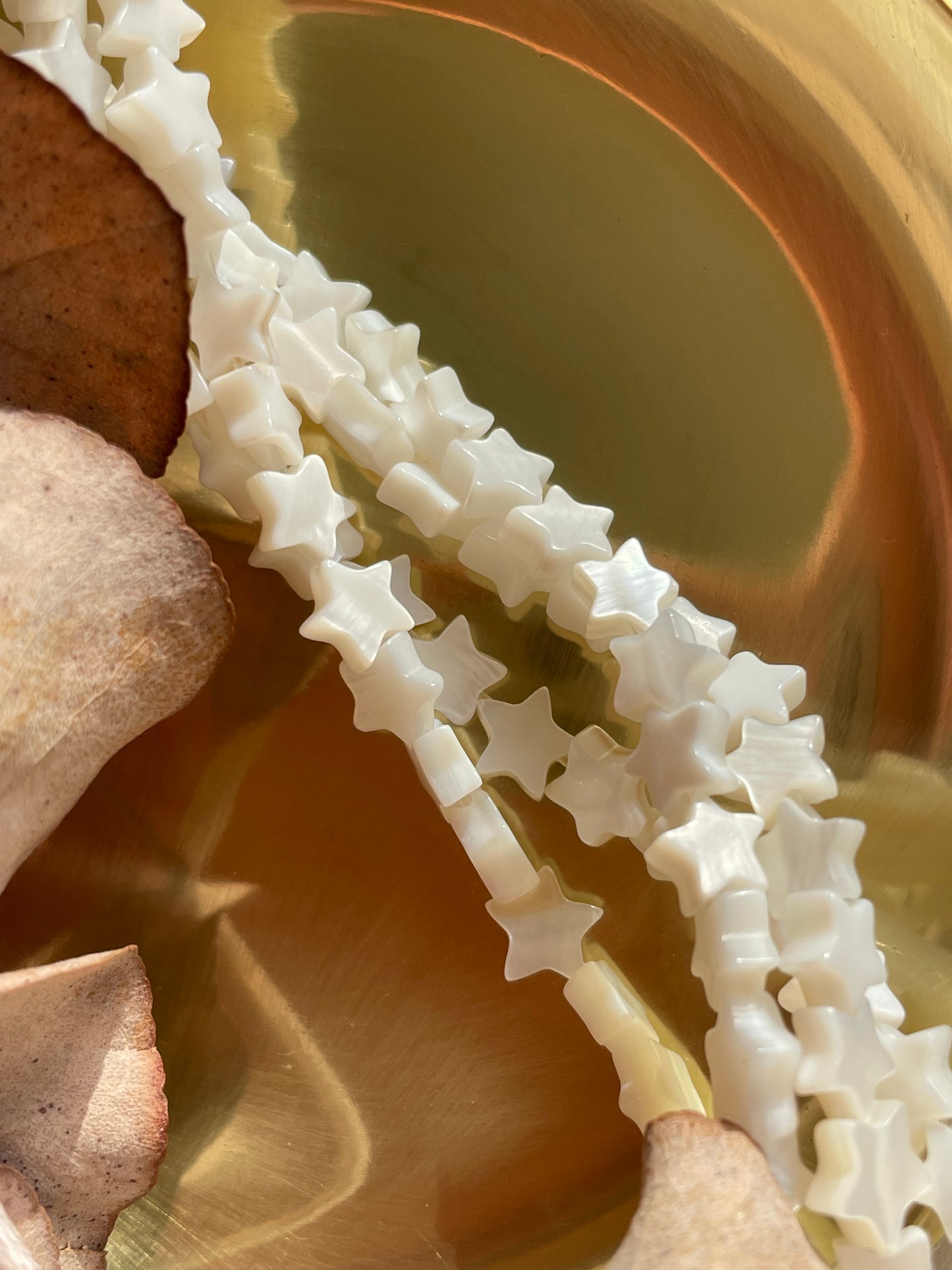 Natural Mother of Pearl Star Beads - 6mm