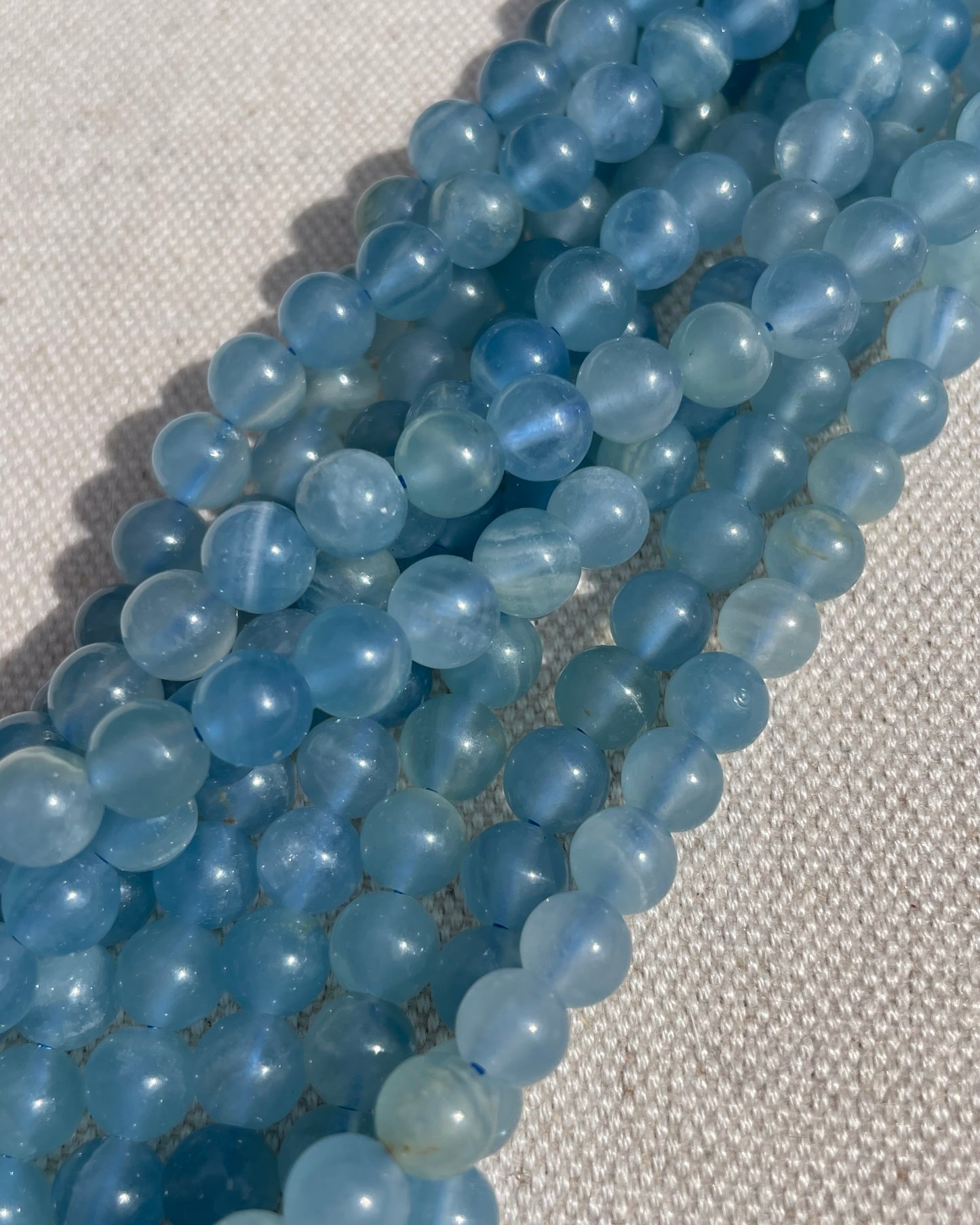 Lemurian Aquatine Calcite 6mm Natural Gemstone Crystal Beads