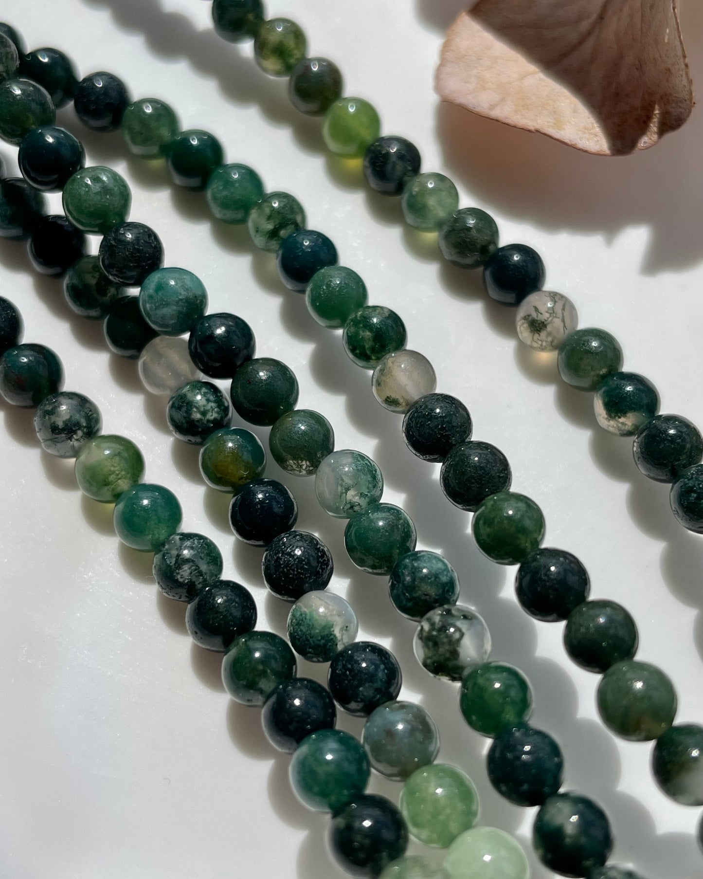 Moss Agate 4mm Natural Gemstone Crystal Beads