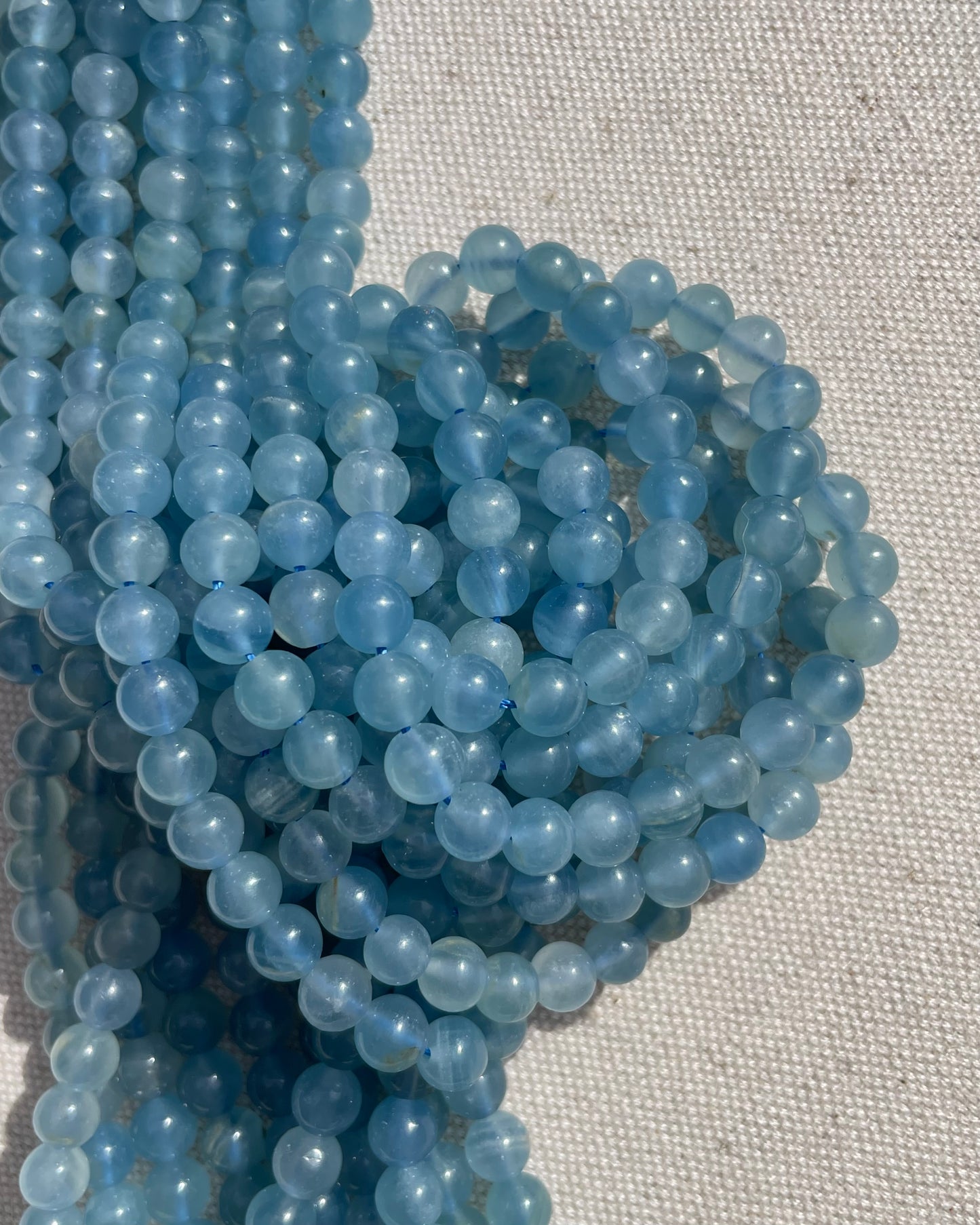Lemurian Aquatine Calcite 6mm Natural Gemstone Crystal Beads
