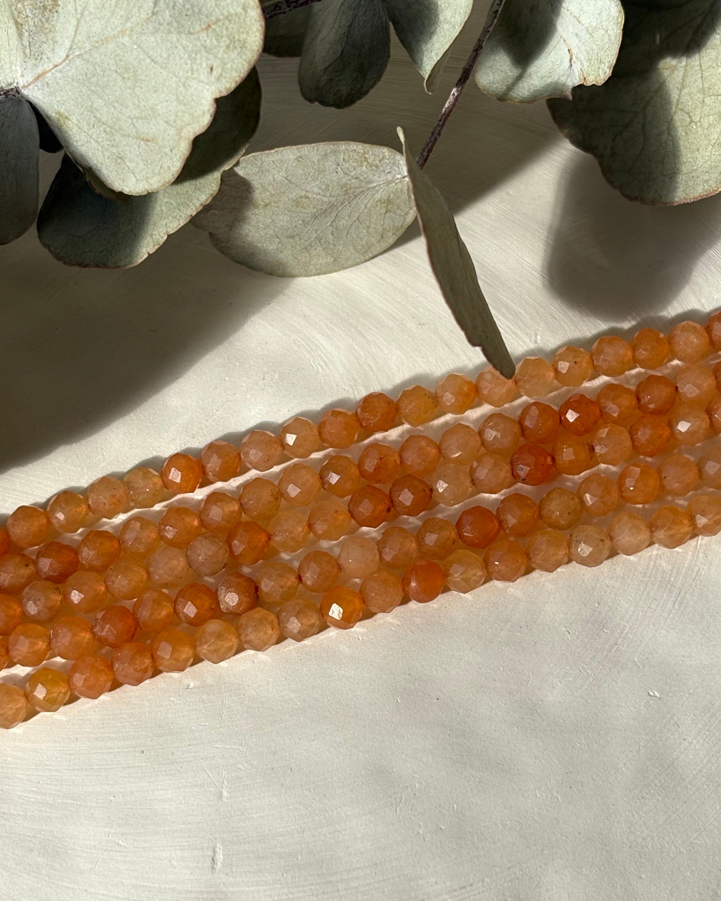 3.6mm Natural Orange Aventurine Gemstone Crystal Beads