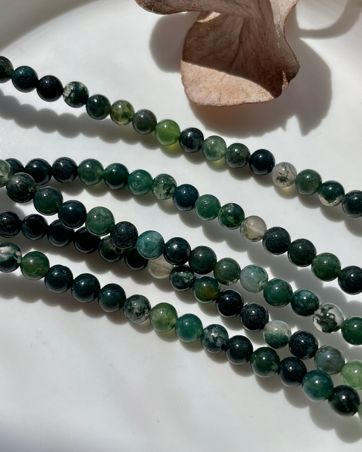 Moss Agate 4mm Natural Gemstone Crystal Beads