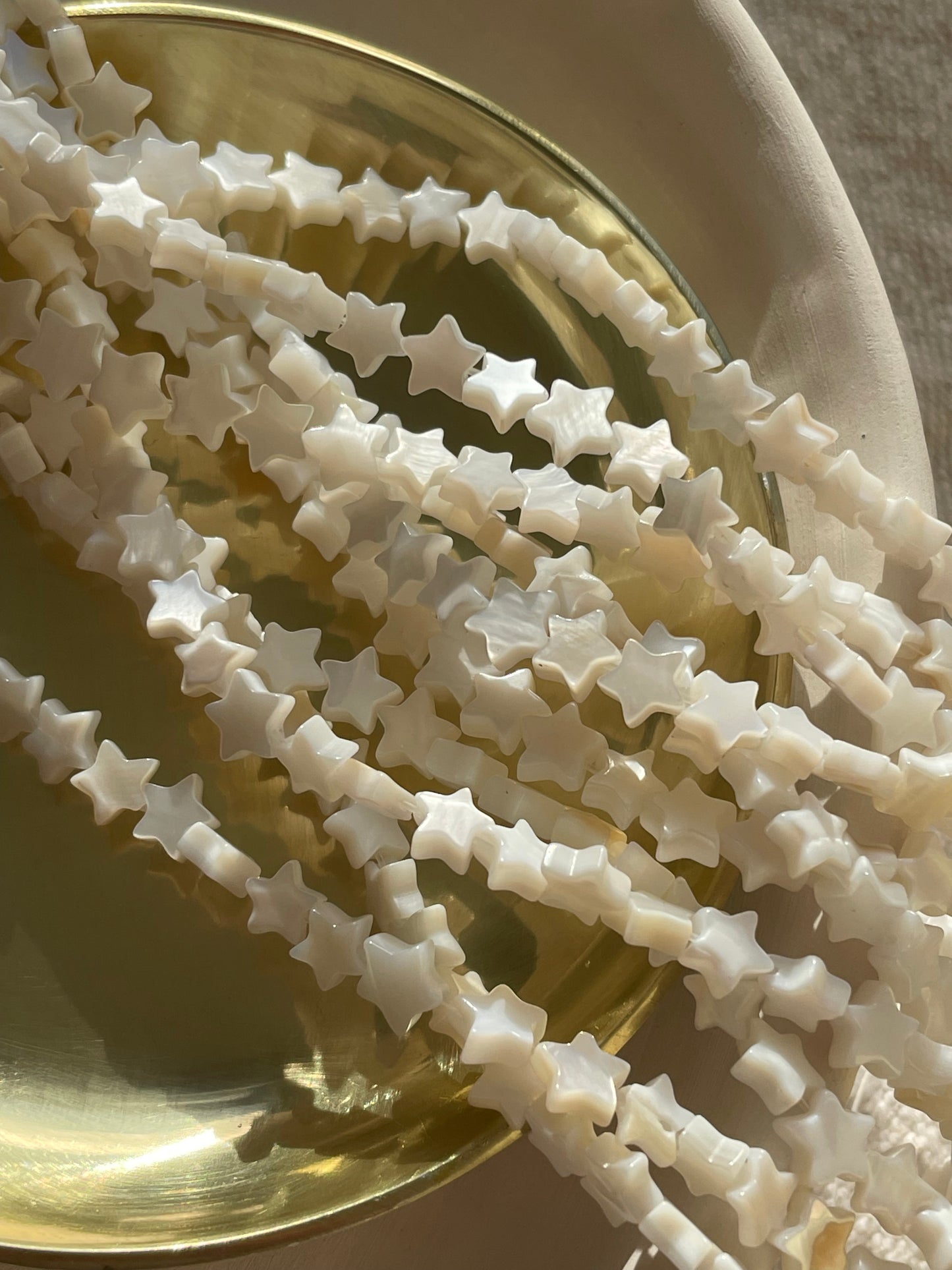 Natural Mother of Pearl Star Beads - 6mm