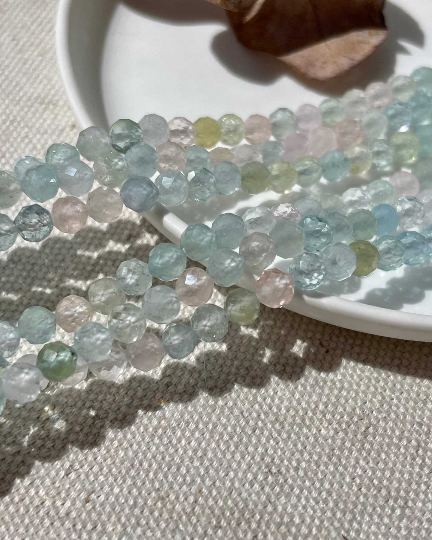 Morganite / Mixed Beryl 4.3mm Faceted Natural Gemstone Crystal Beads