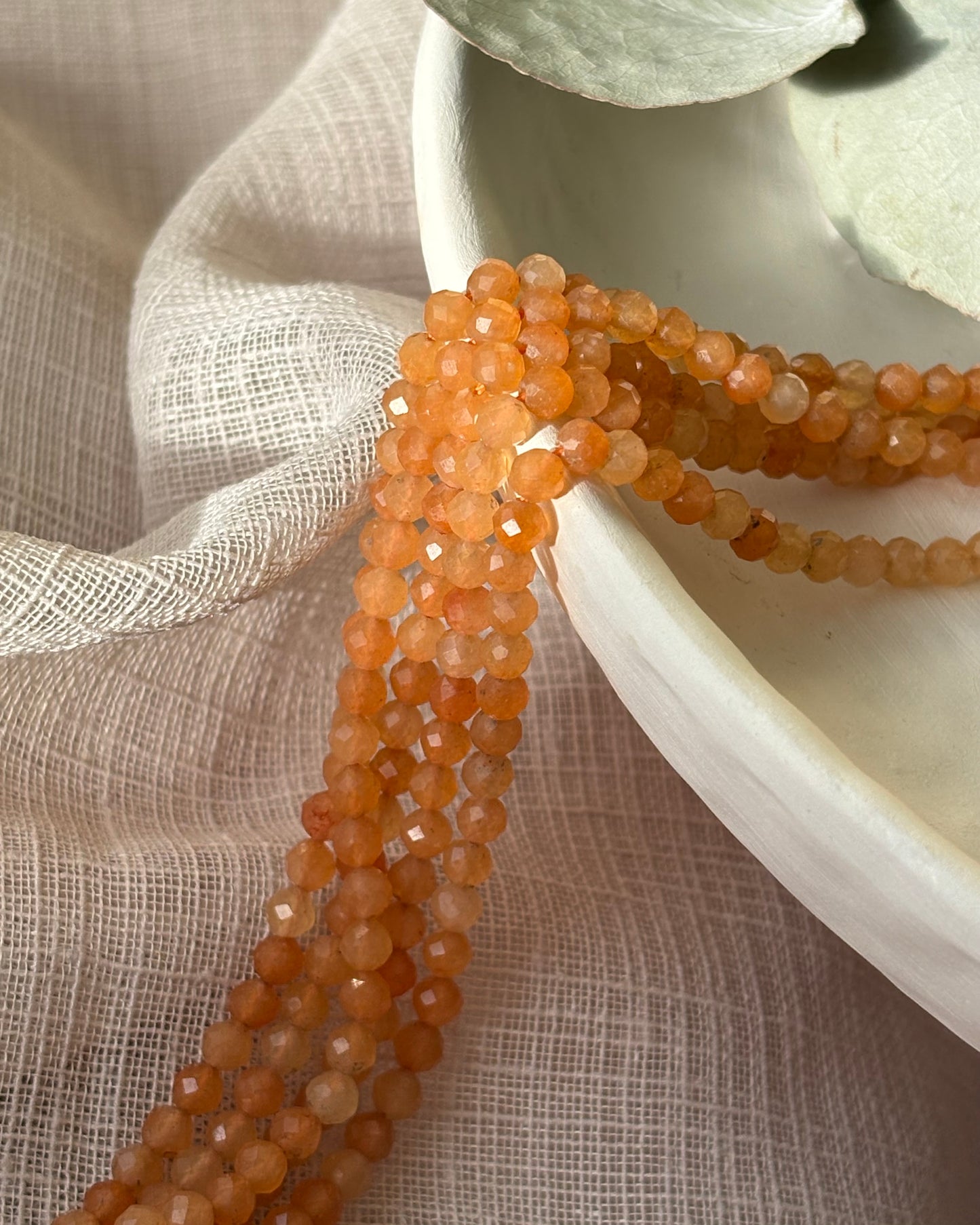 3.6mm Natural Orange Aventurine Gemstone Crystal Beads