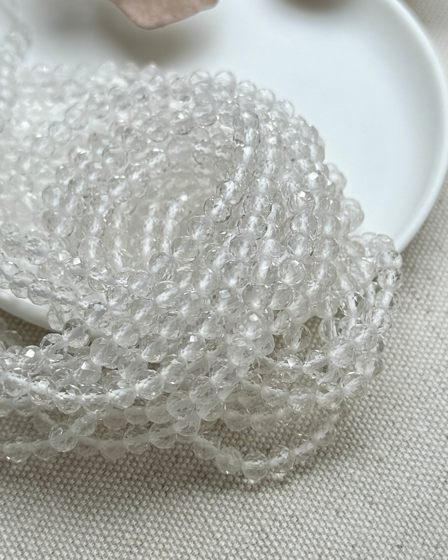Clear Quartz 4.2mm Faceted Natural Gemstone Crystal Beads