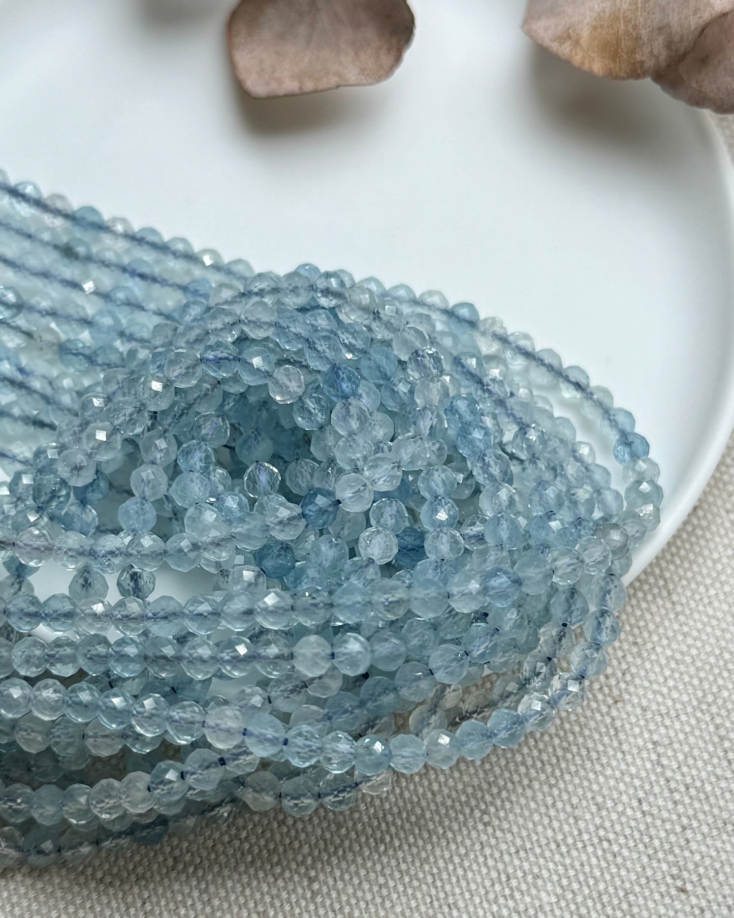 Aquamarine 4mm Natural Gemstone Crystal Beads