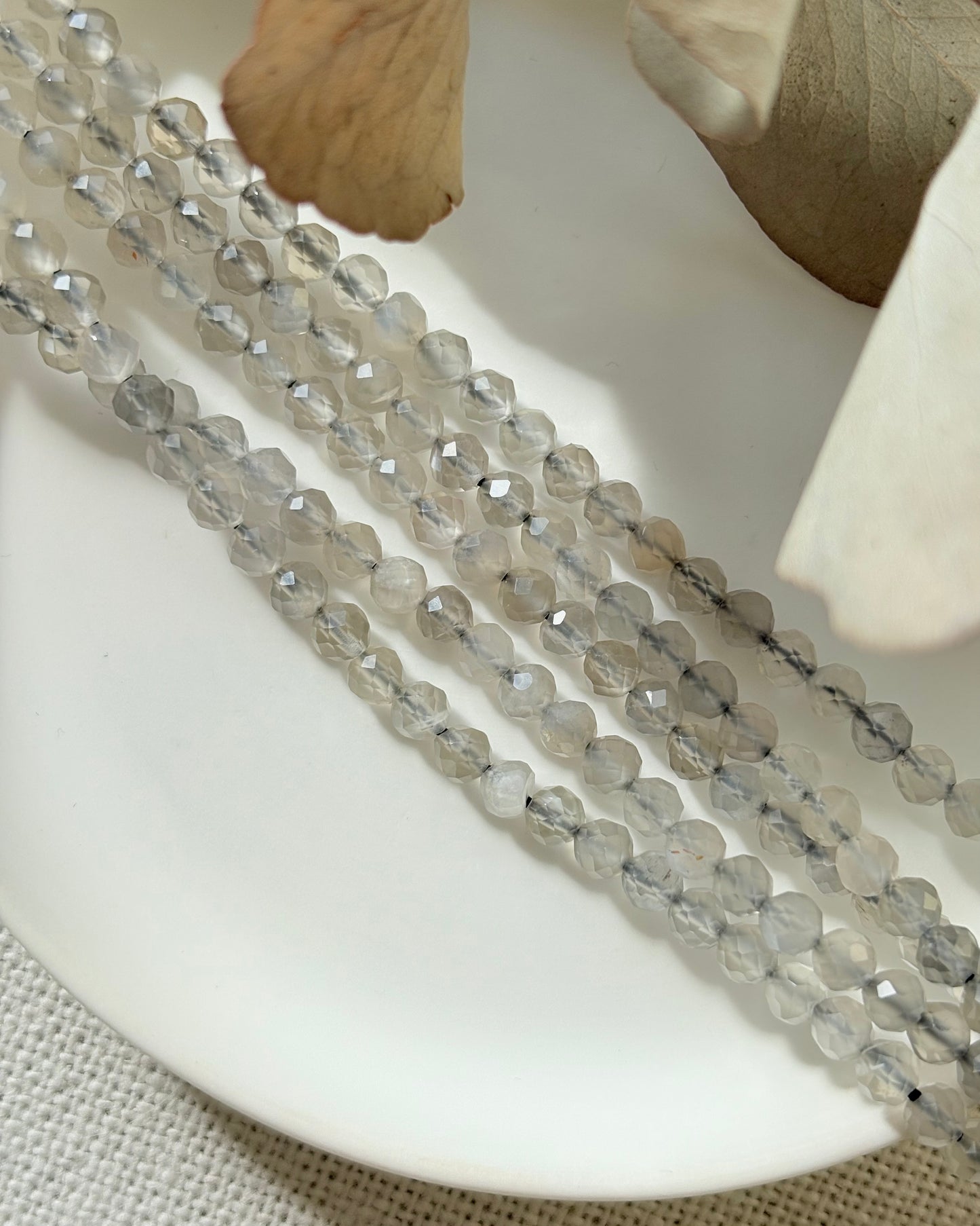 Grey Moonstone 4mm Natural Gemstone Crystal Beads
