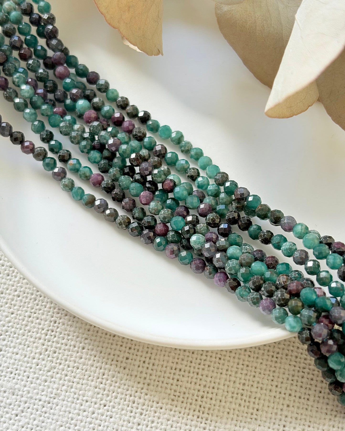 Ruby in Verdite 3mm Natural Gemstone Crystal Beads