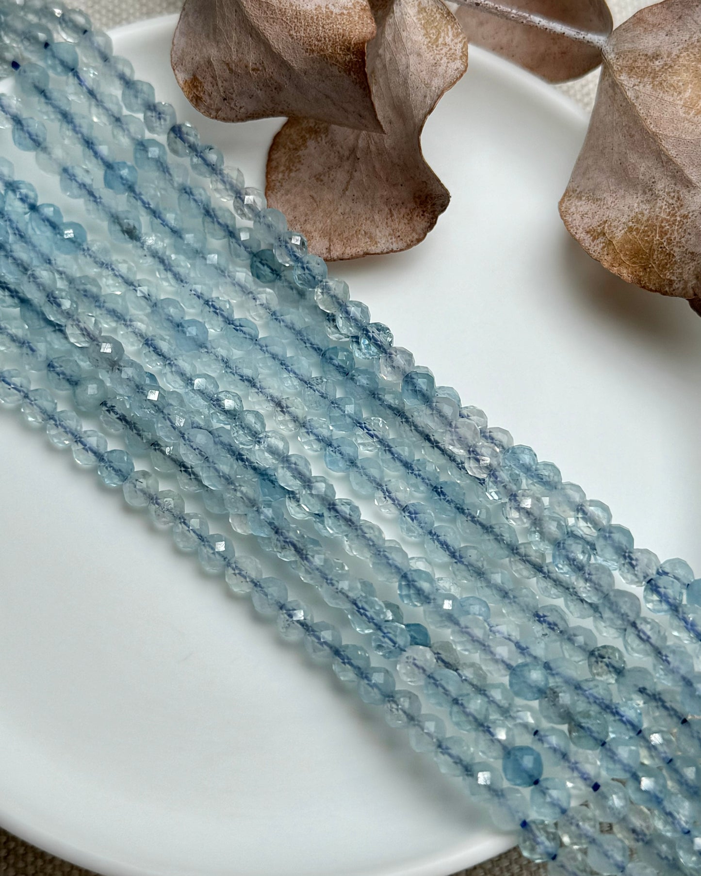 Aquamarine 4mm Natural Gemstone Crystal Beads