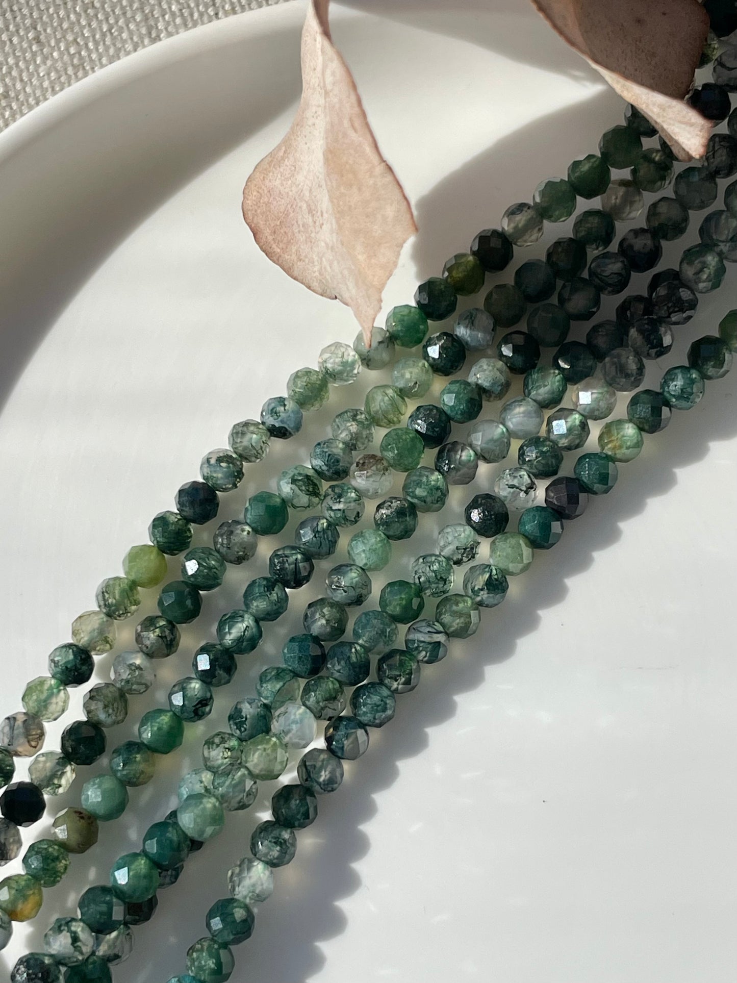 Moss Agate 3mm Natural Gemstone Crystal Beads