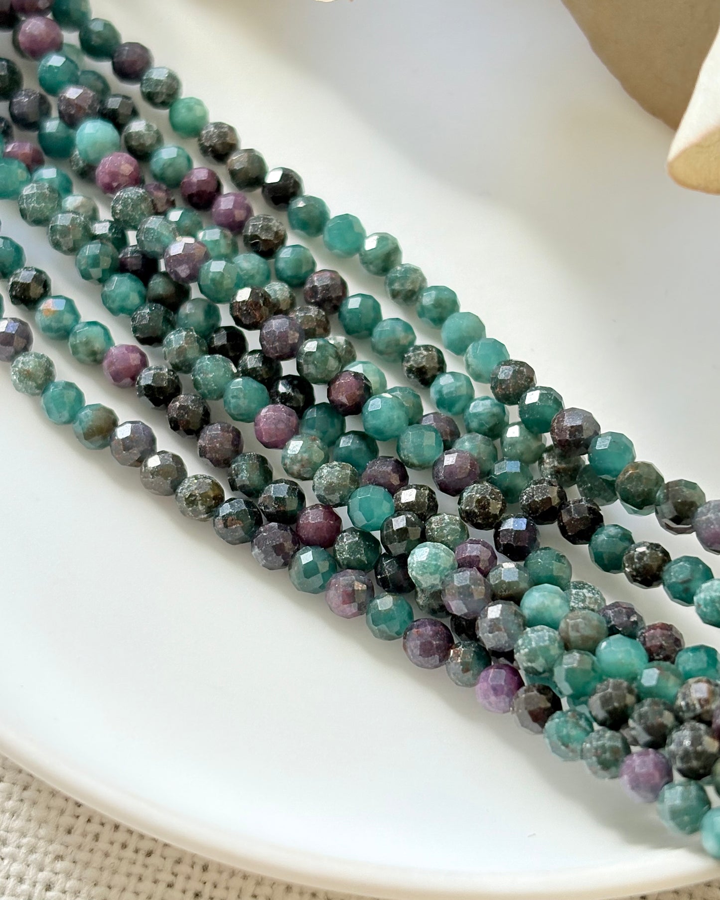 Ruby in Verdite 3mm Natural Gemstone Crystal Beads