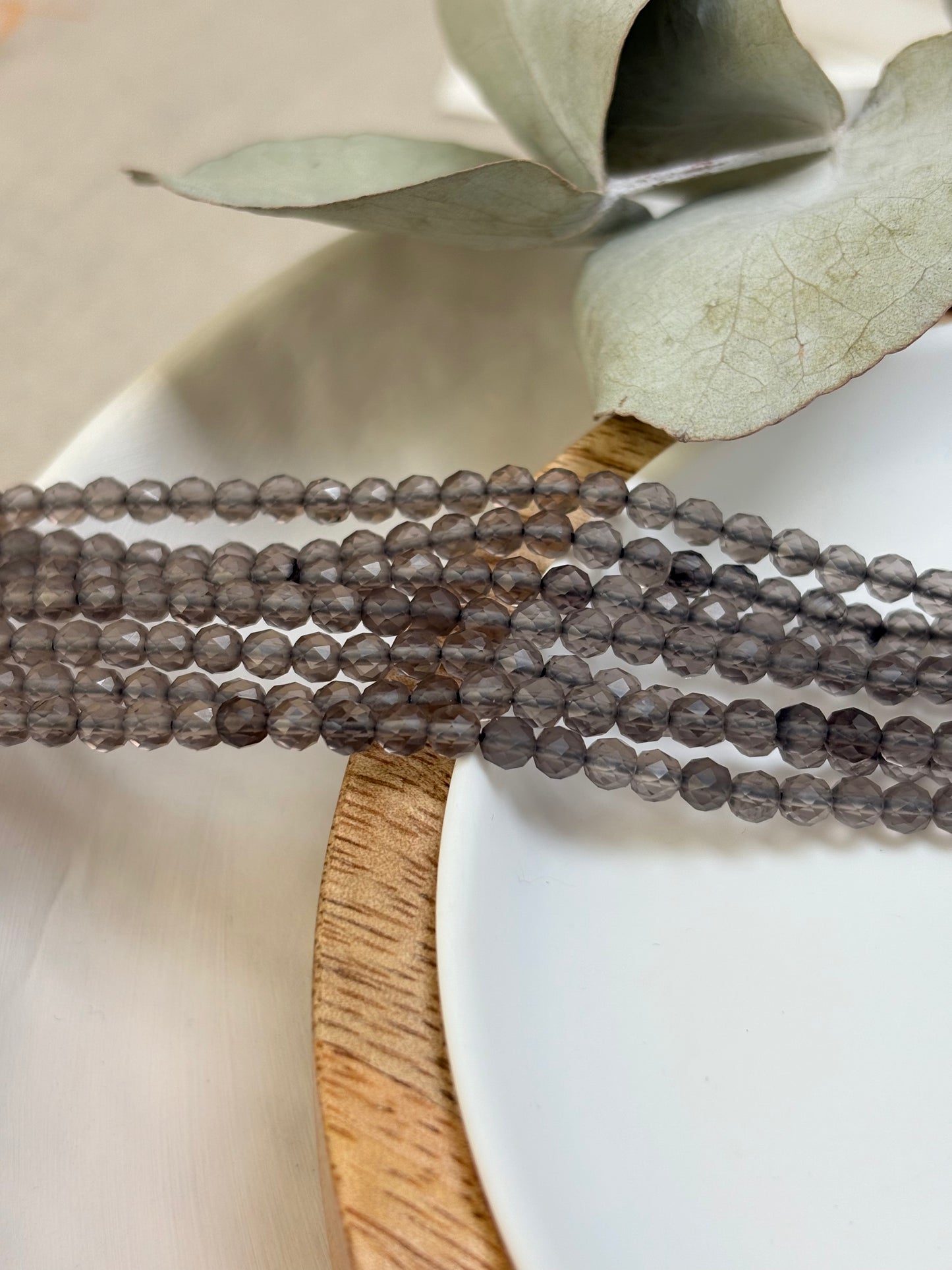 Light Smoky Quartz 3.5mm Faceted Natural Gemstone Crystal Beads