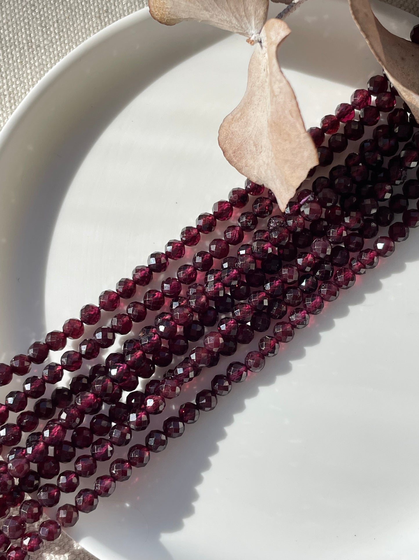 Almandine Garnet 4.1mm Natural Gemstone Crystal Beads