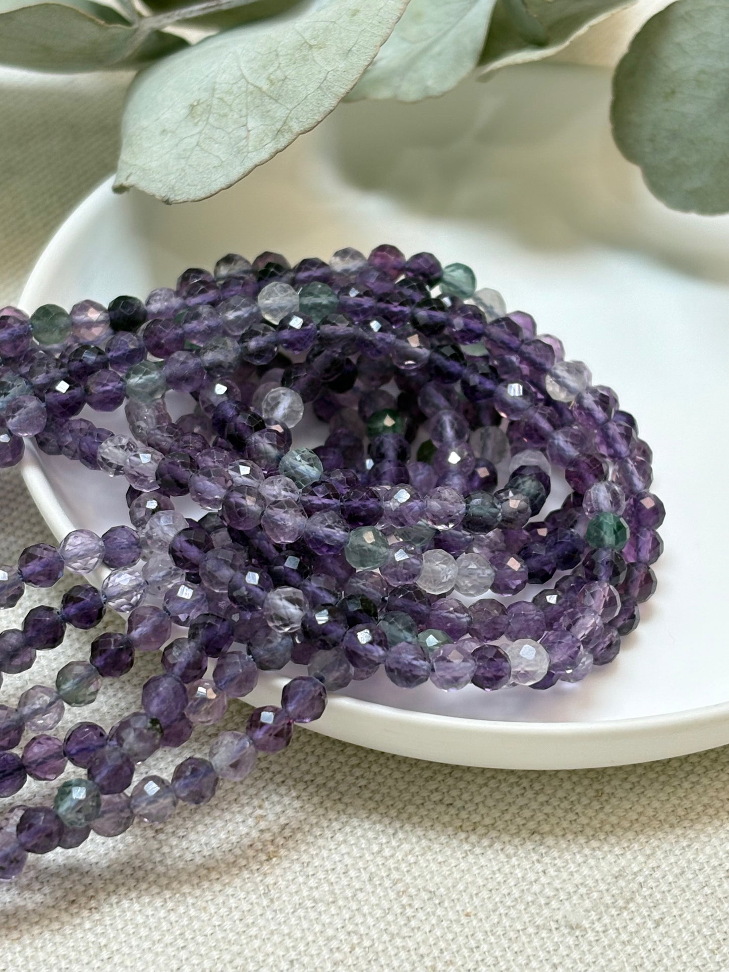 Fluorite 4mm Faceted Natural Gemstone Crystal Beads