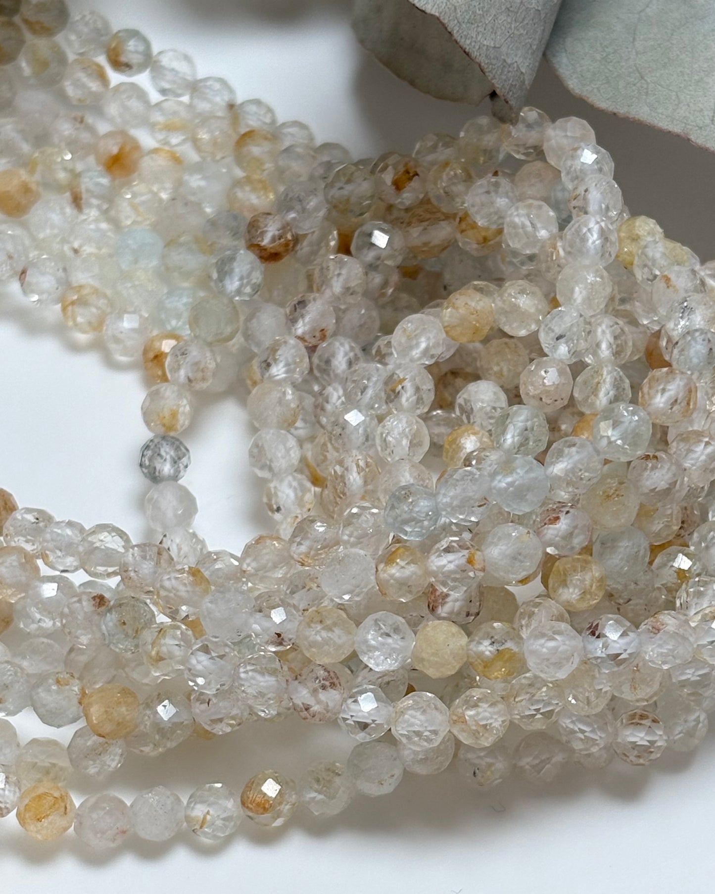 Hematoid Topaz 4.3mm Natural Gemstone Crystal Beads