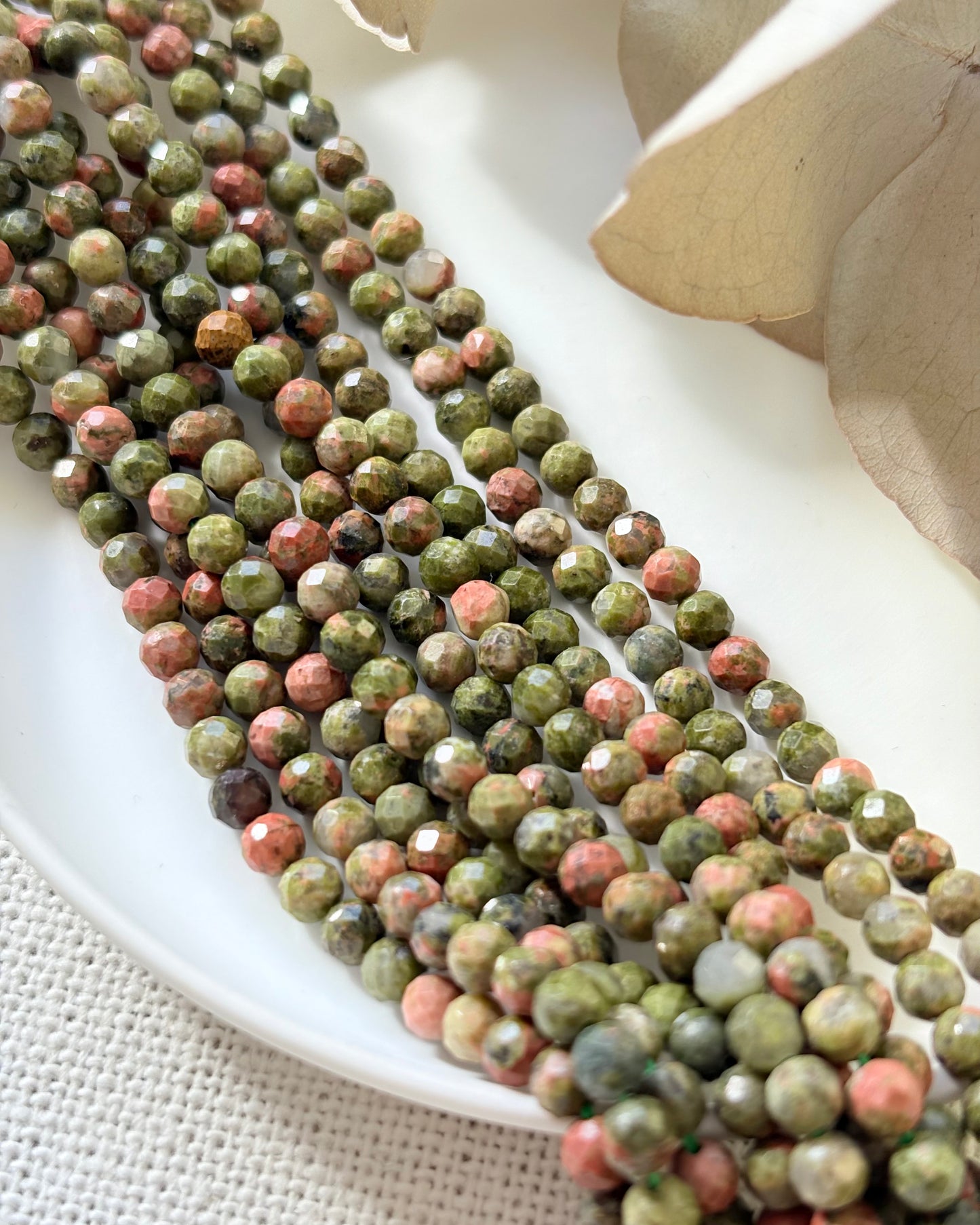 Unakite 4mm Natural Gemstone Crystal Beads