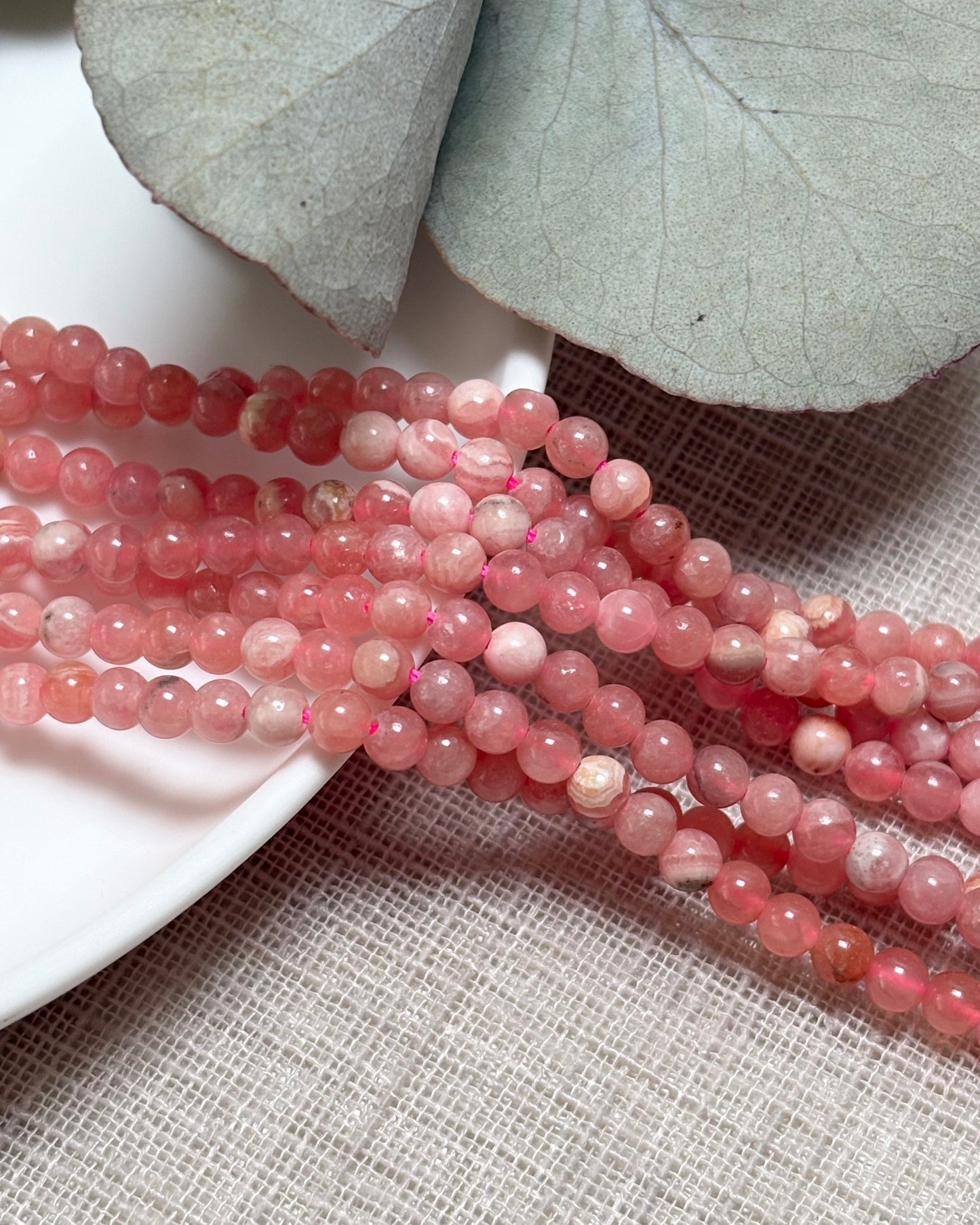 Rhodochrosite 3.5mm Natural Gemstone Crystal Beads