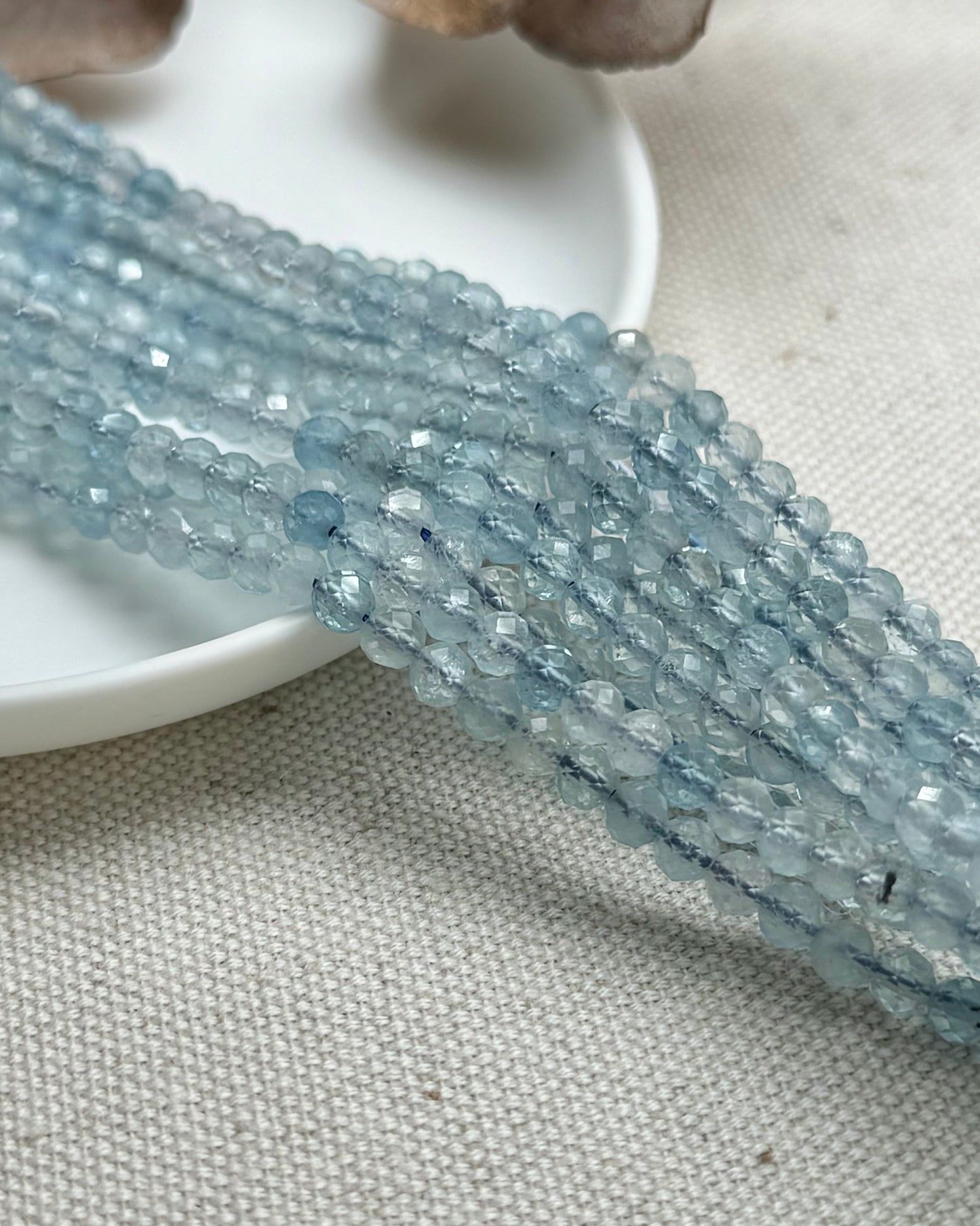 Aquamarine 4mm Natural Gemstone Crystal Beads