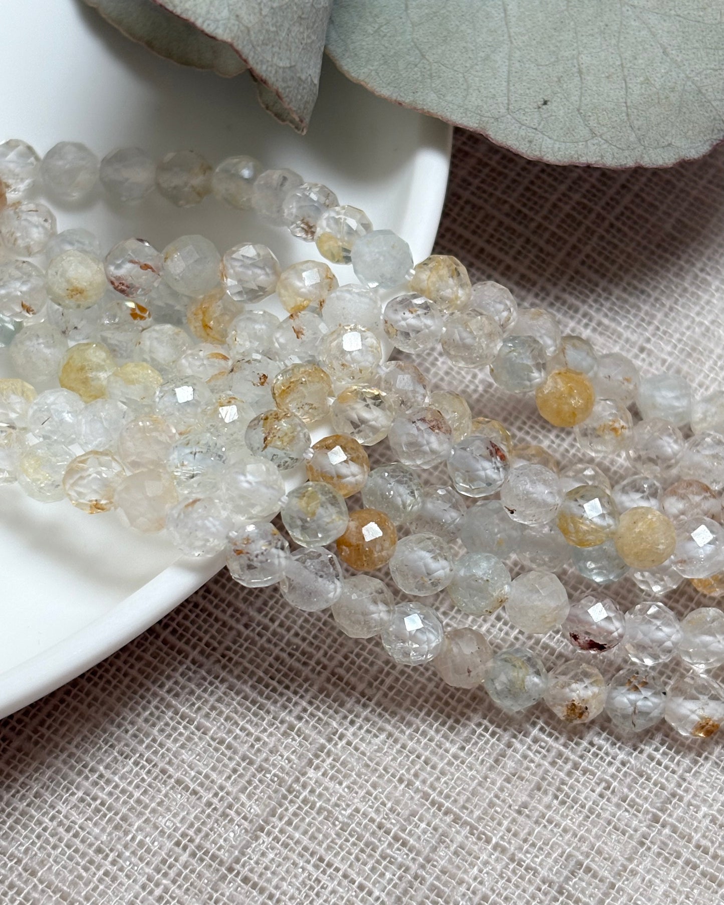Hematoid Topaz 4.3mm Natural Gemstone Crystal Beads