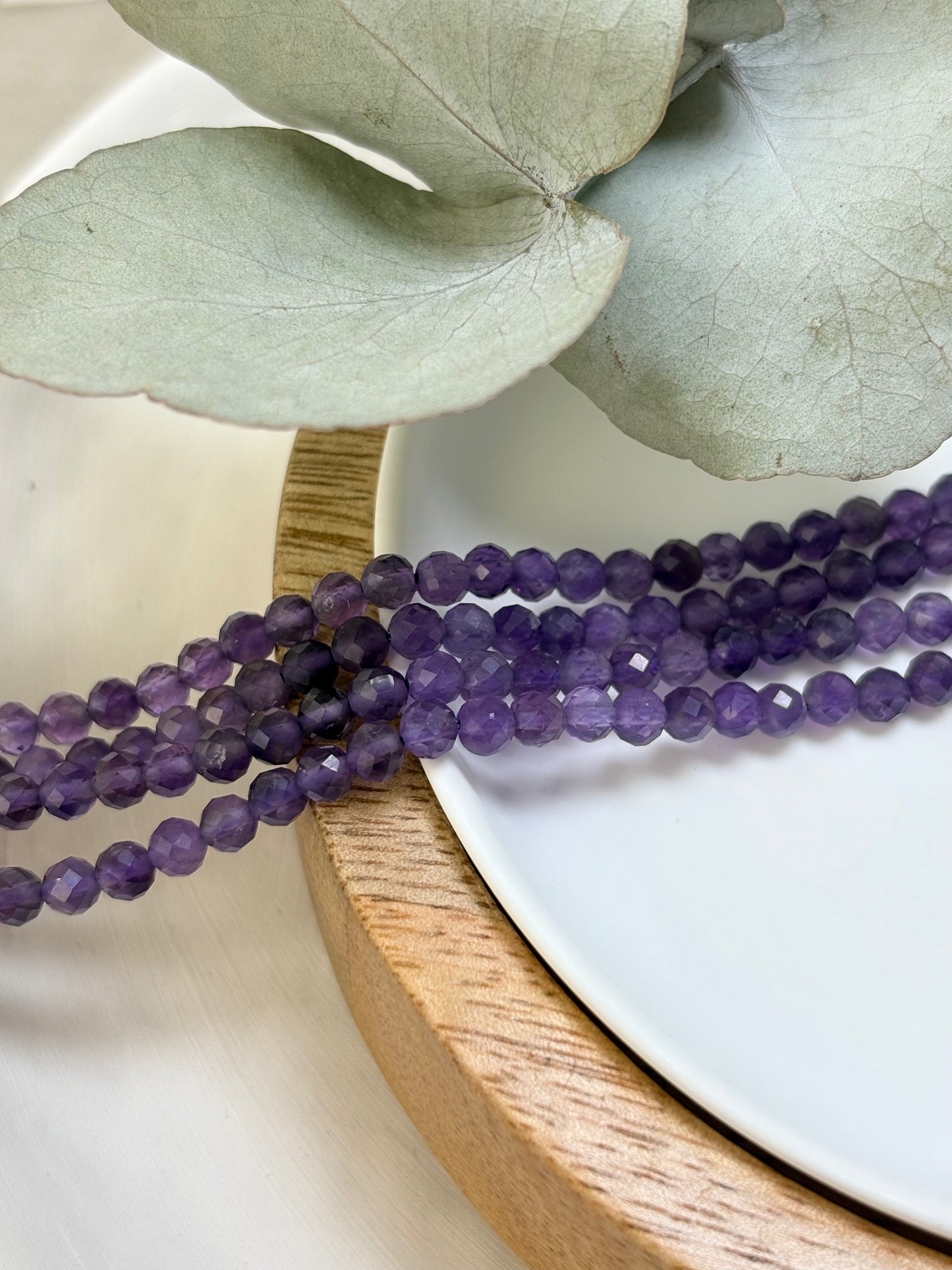 Amethyst 4mm Faceted Natural Gemstone Beads