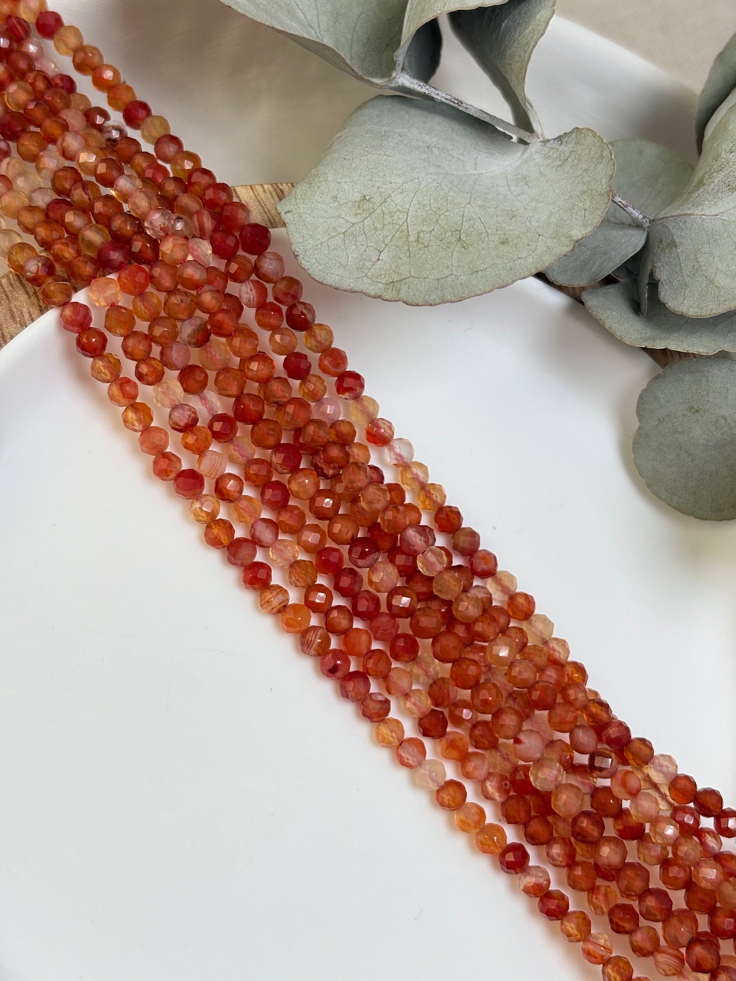 Red Agate 4mm Faceted Natural Gemstone Crystal Beads