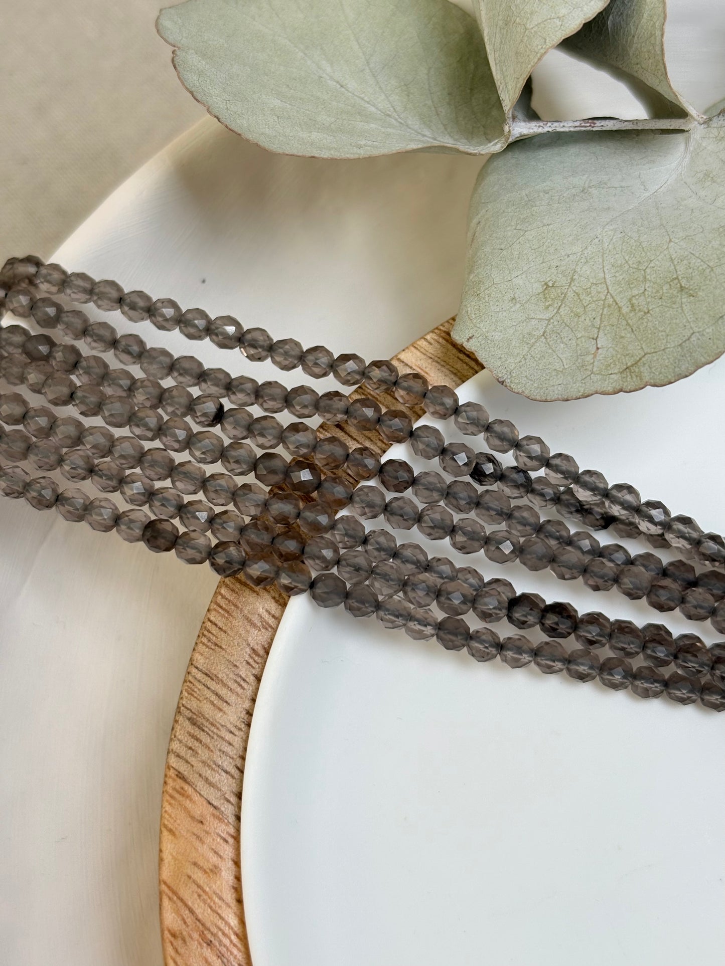 Light Smoky Quartz 3.5mm Faceted Natural Gemstone Crystal Beads