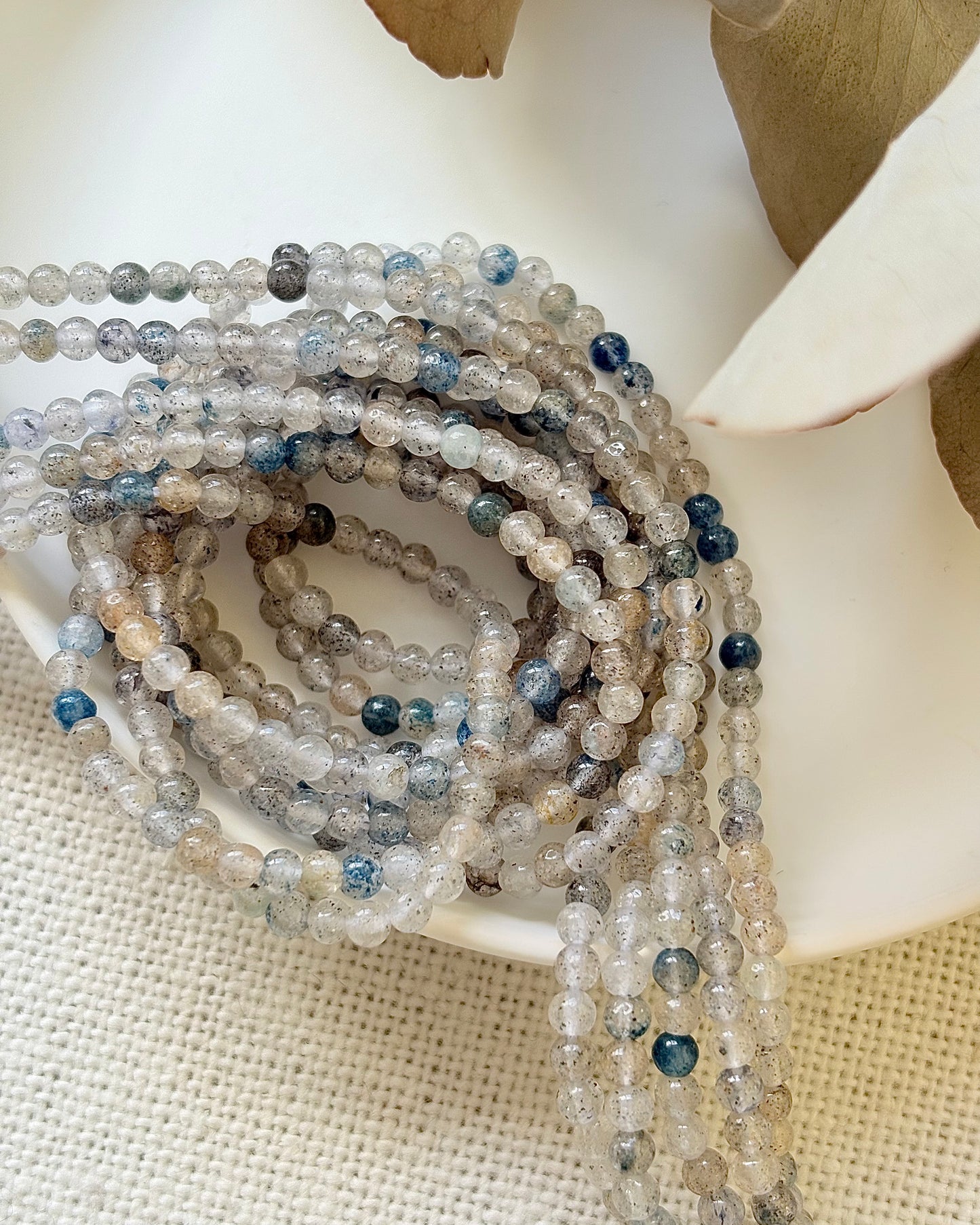 Dumortierite in Quartz 3mm Natural Gemstone Crystal Beads