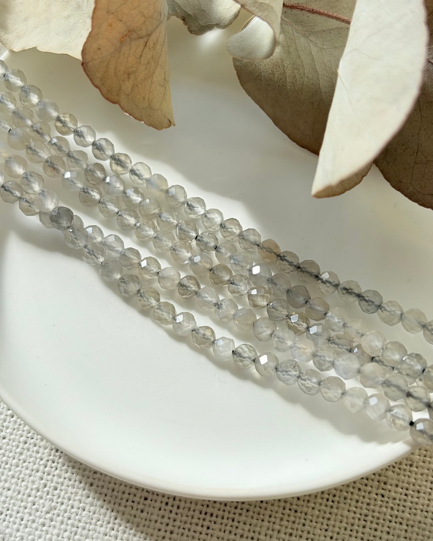 Grey Moonstone 4mm Natural Gemstone Crystal Beads