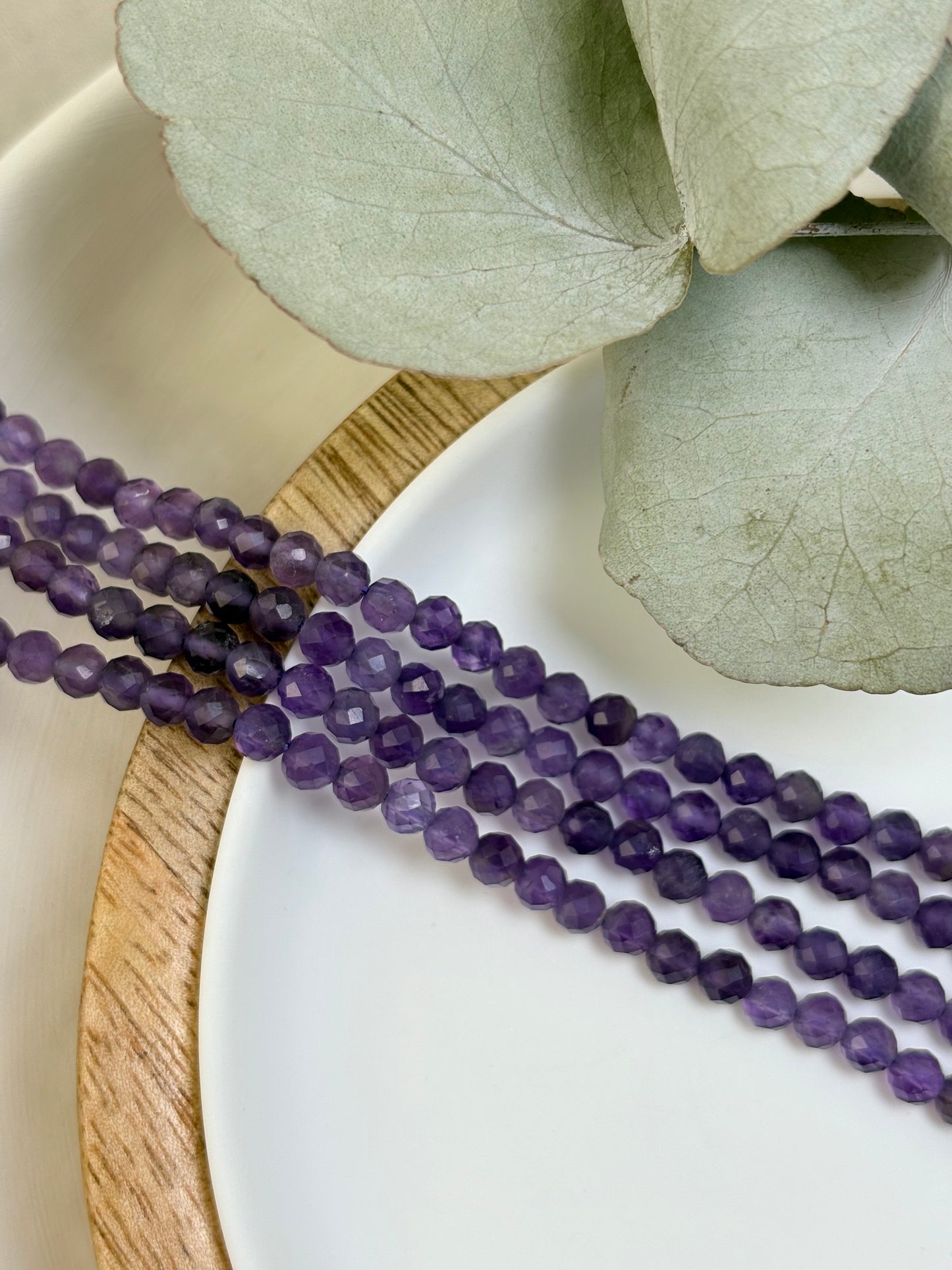 Amethyst 4mm Faceted Natural Gemstone Beads