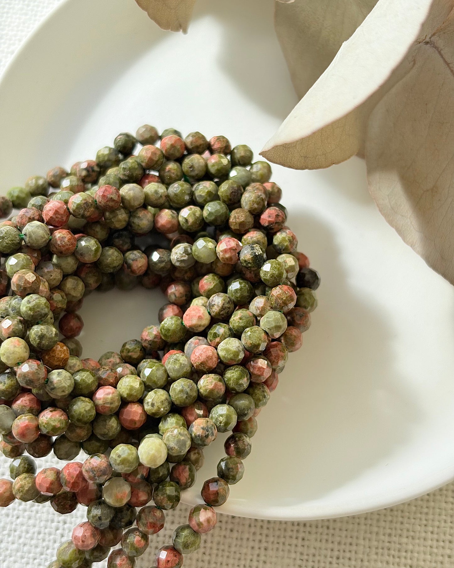 Unakite 4mm Natural Gemstone Crystal Beads
