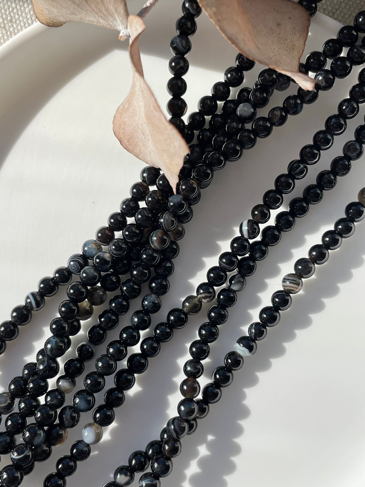 Black Agate 4mm Natural Gemstone Crystal Beads
