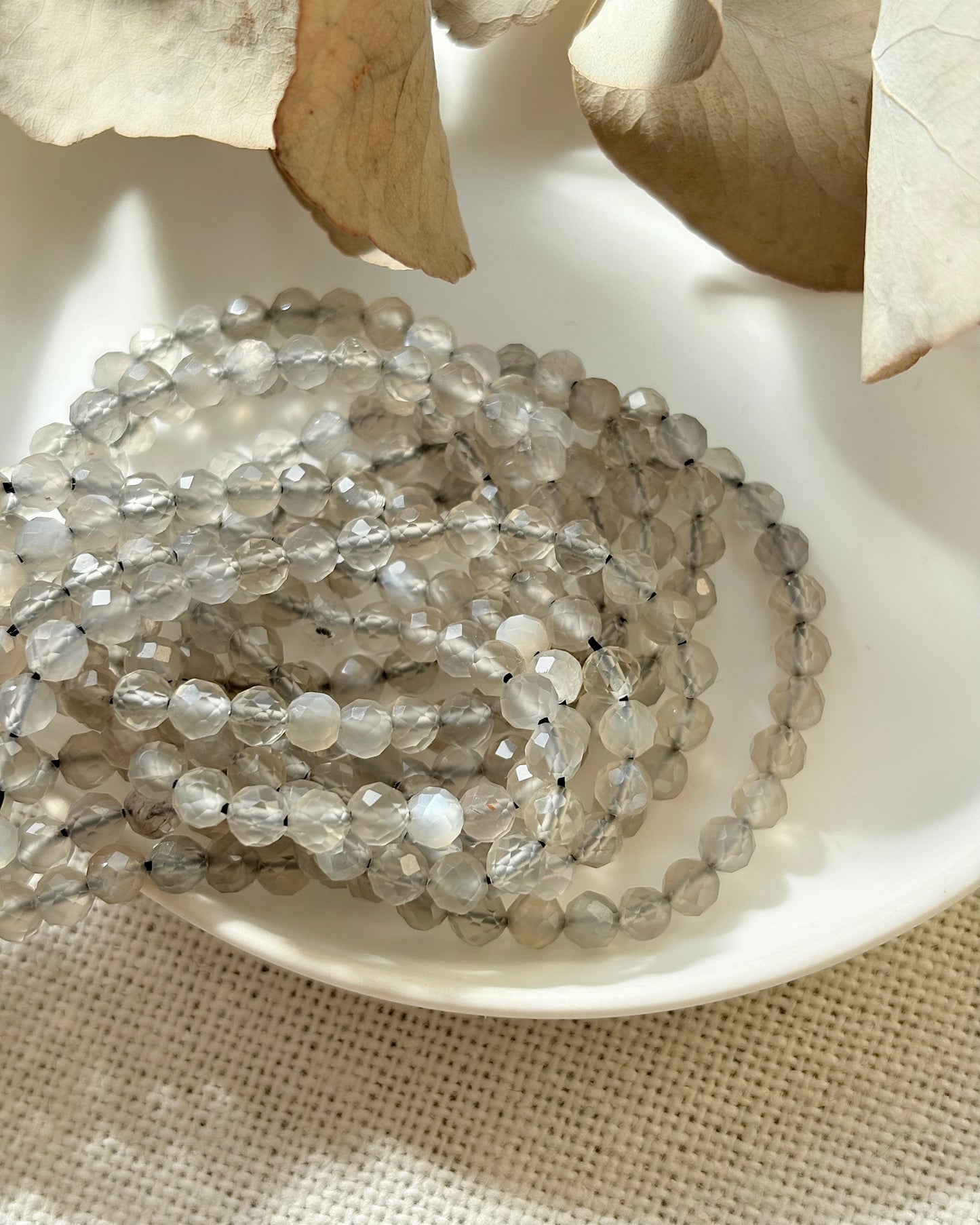 Grey Moonstone 4mm Natural Gemstone Crystal Beads
