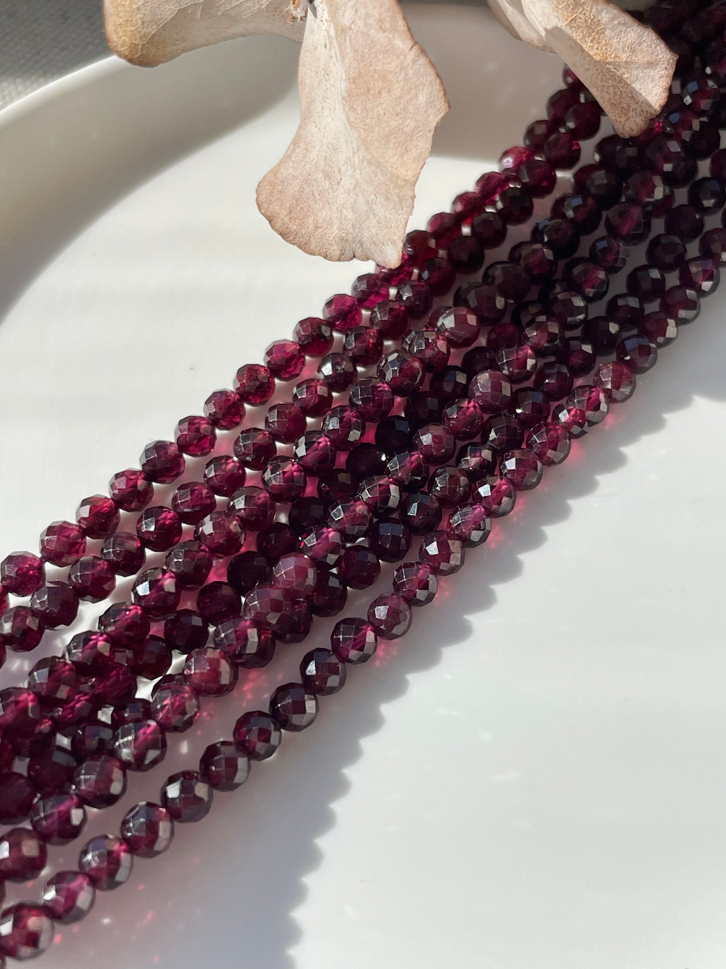 Almandine Garnet 4.1mm Natural Gemstone Crystal Beads