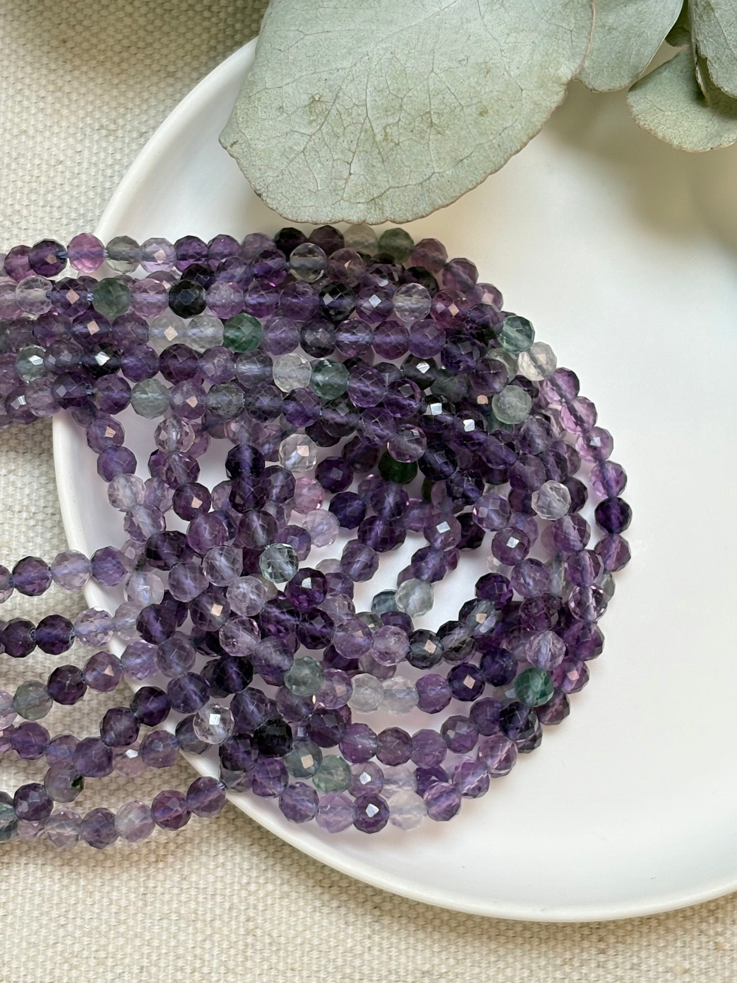 Fluorite 4mm Faceted Natural Gemstone Crystal Beads