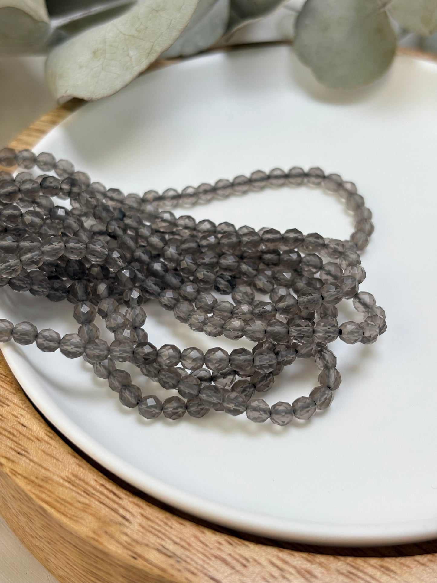 Light Smoky Quartz 3.5mm Faceted Natural Gemstone Crystal Beads