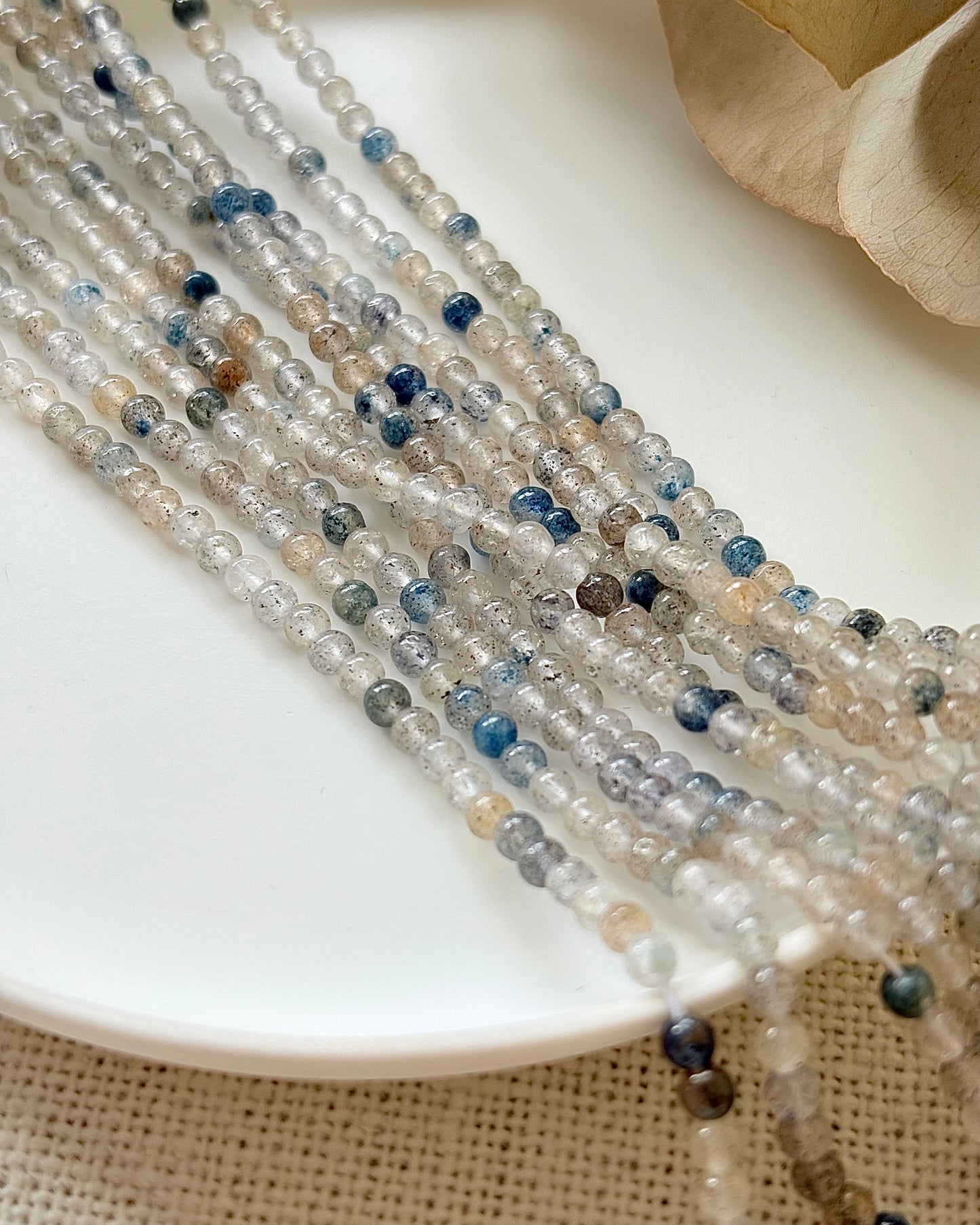 Dumortierite in Quartz 3mm Natural Gemstone Crystal Beads