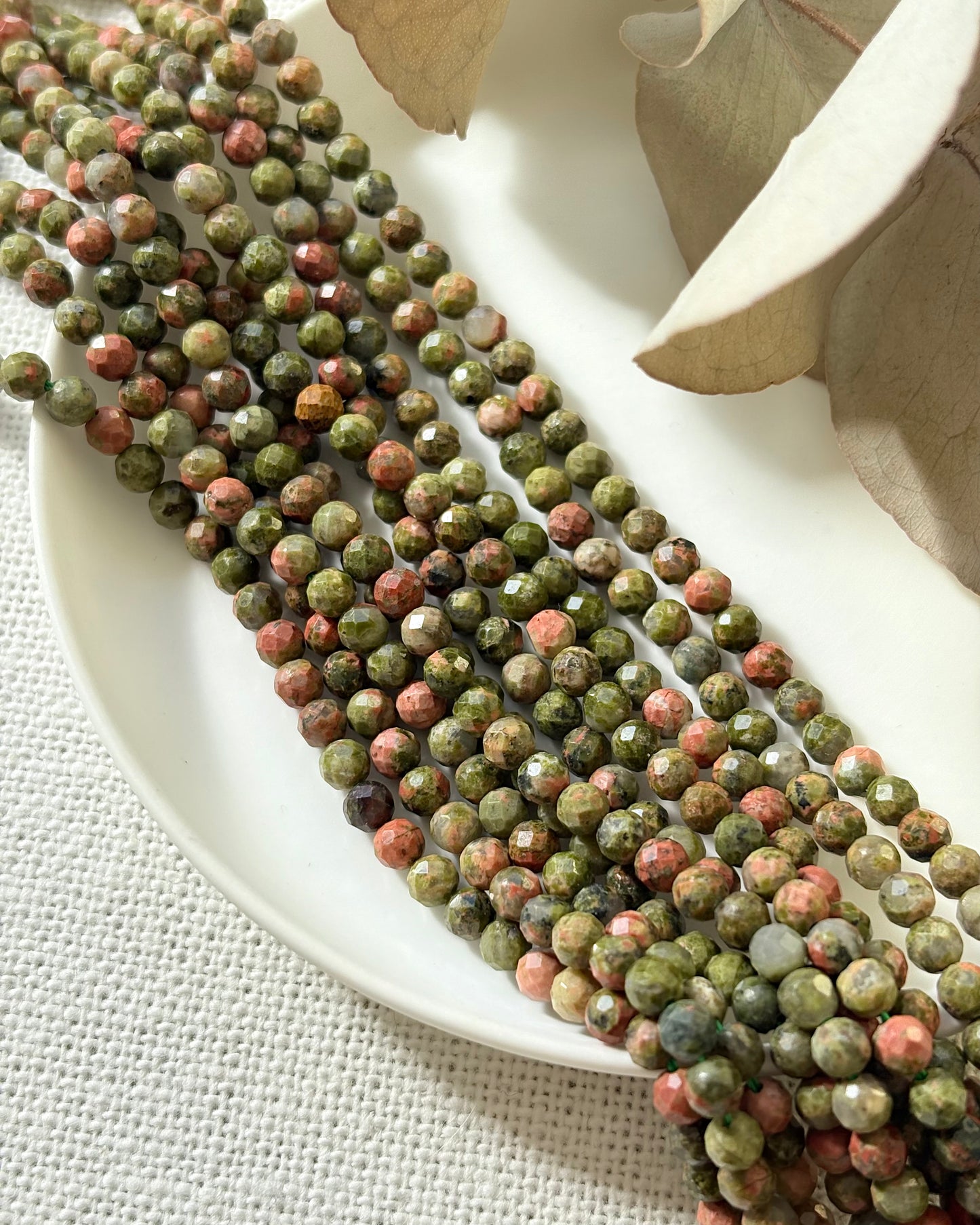 Unakite 4mm Natural Gemstone Crystal Beads