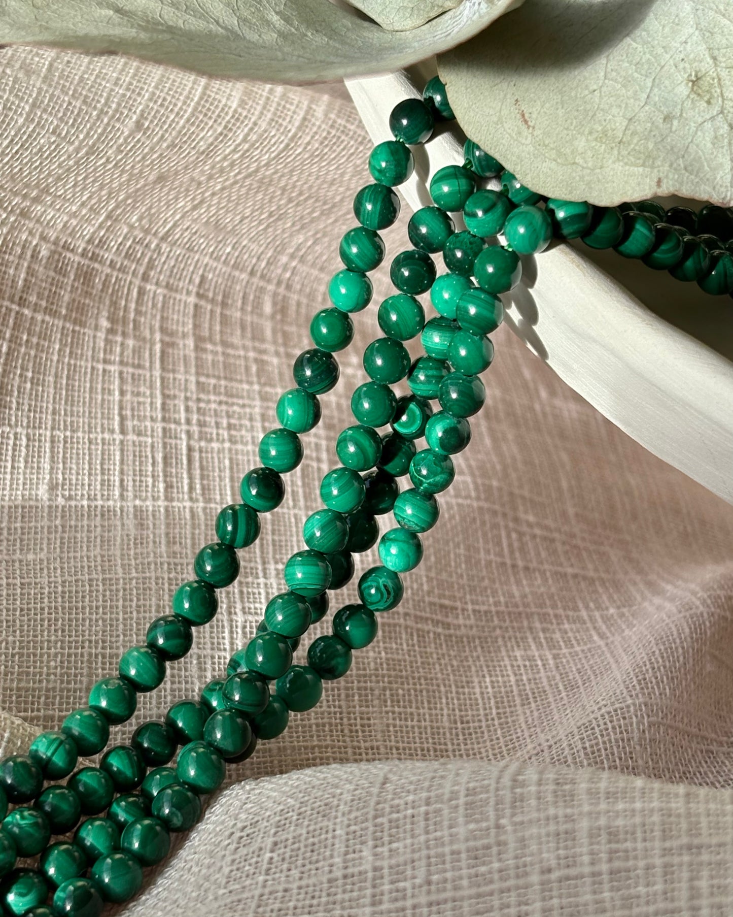 4.2mm Natural Malachite Gemstone Crystal Beads
