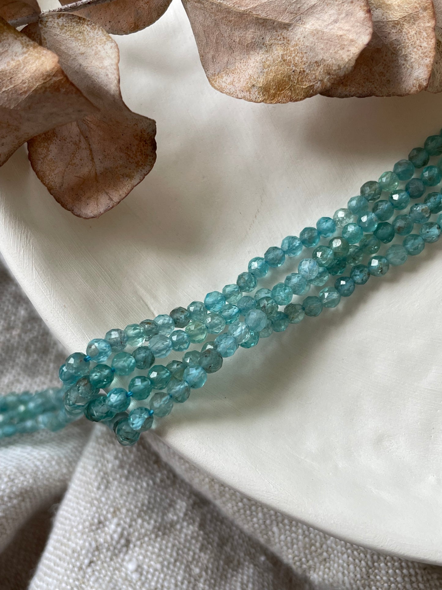 Light Blue Apatite 4.2mm Natural Gemstone Crystal Beads