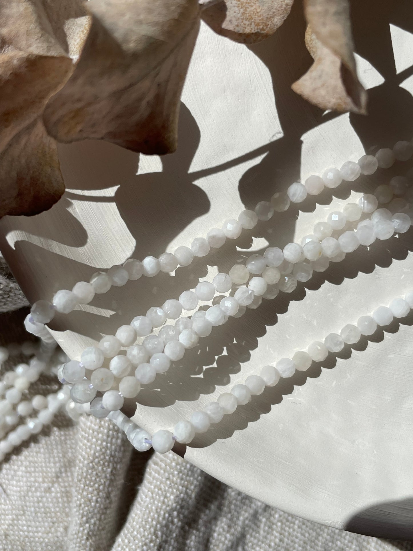 White Moonstone 4mm Natural Gemstone Crystal Beads
