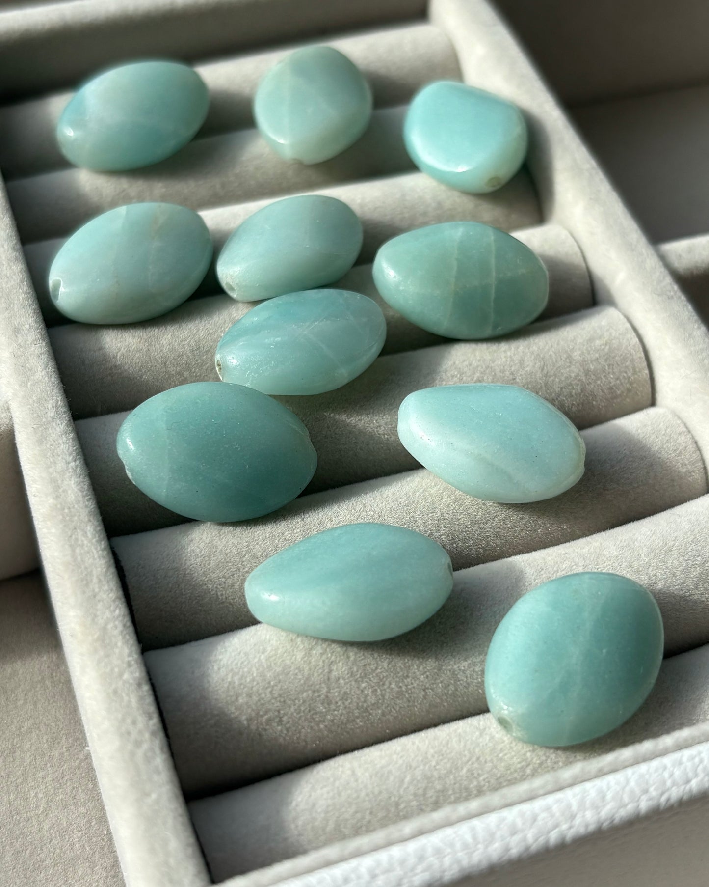 13 x 18mm Oval Twist Natural Amazonite Beads