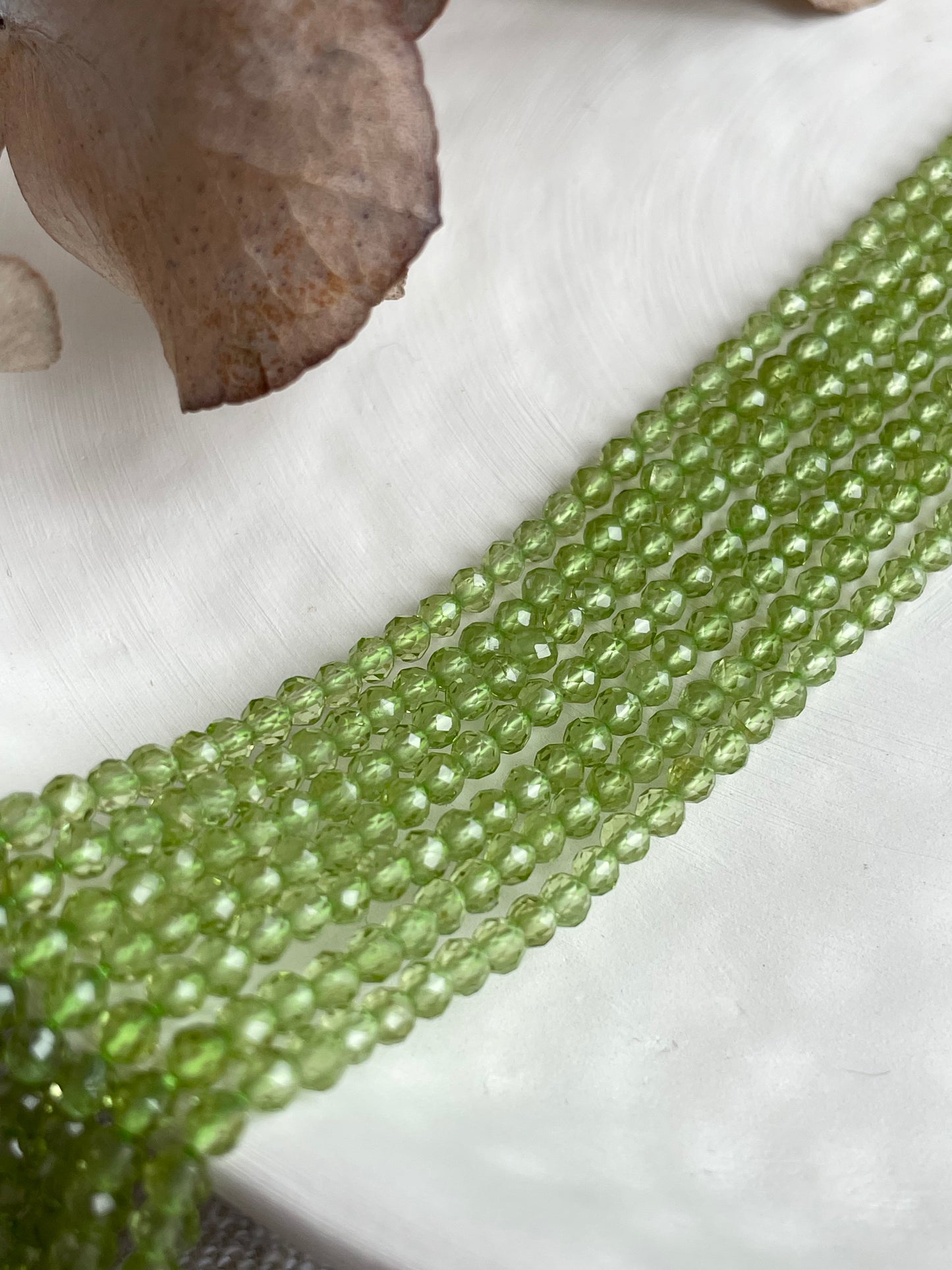 Peridot 3mm Natural Gemstone Crystal Beads