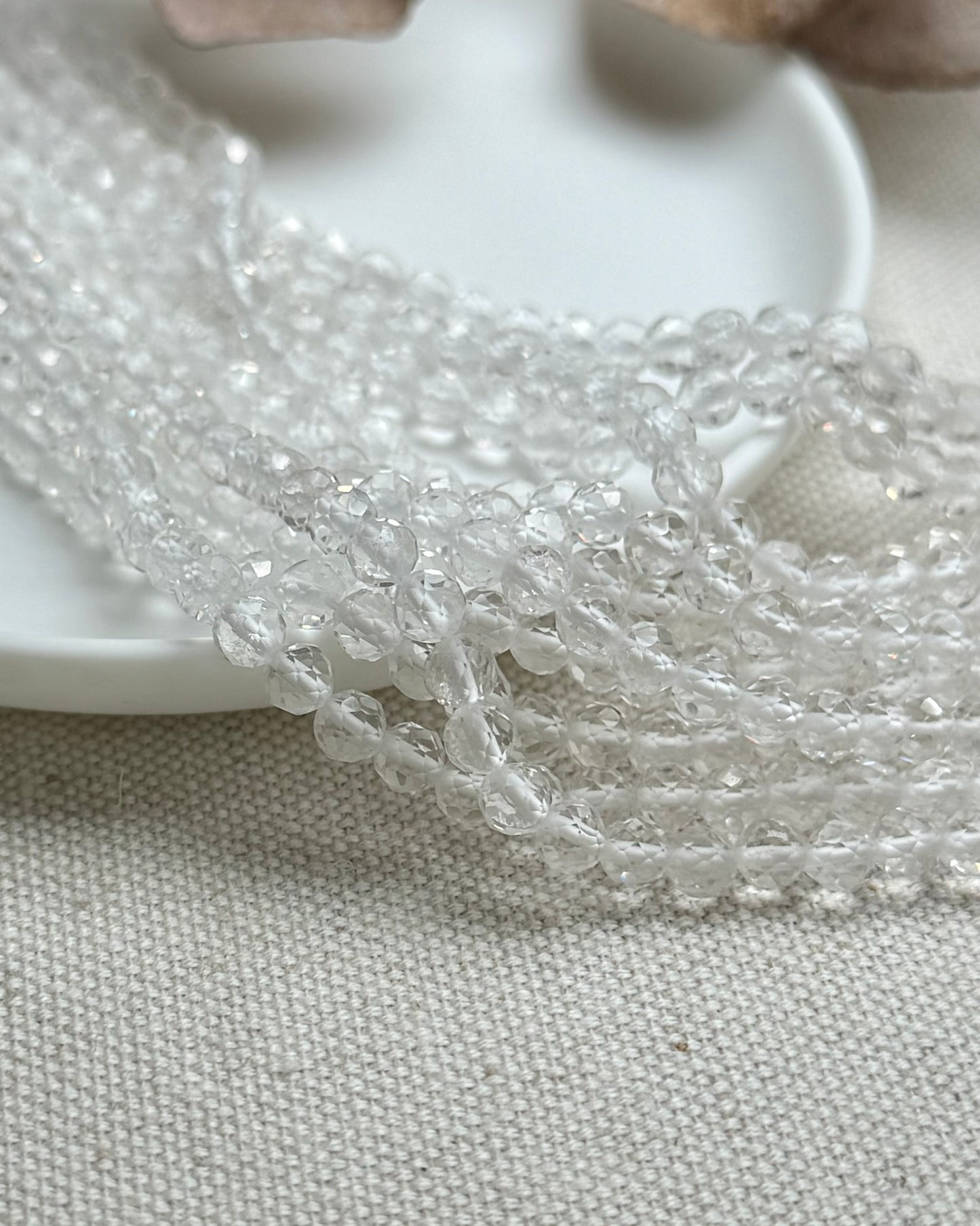 Clear Quartz 4mm Faceted Natural Gemstone Crystal Beads