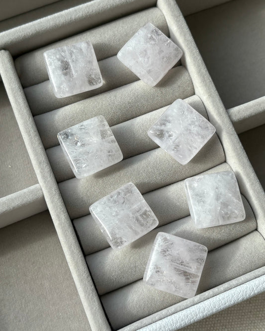 18mm Square Natural Morganite Beads