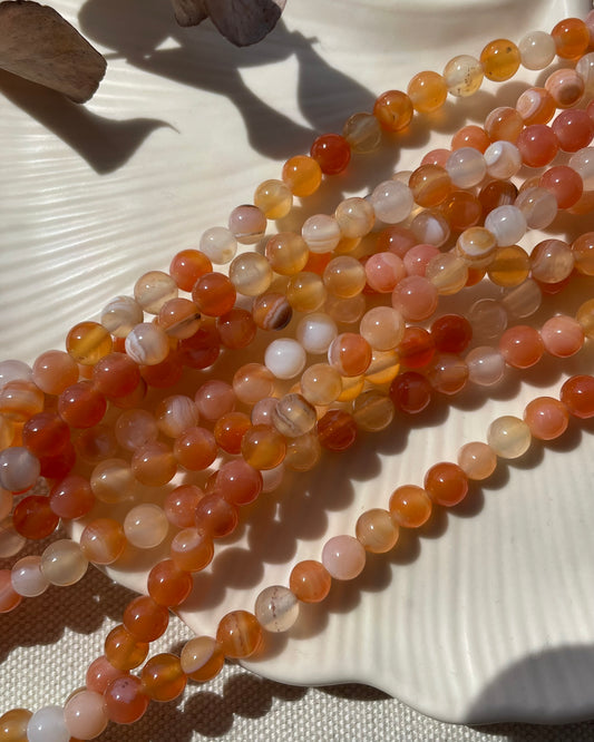 Orange Agate - 6mm Natural Gemstone Crystal Beads