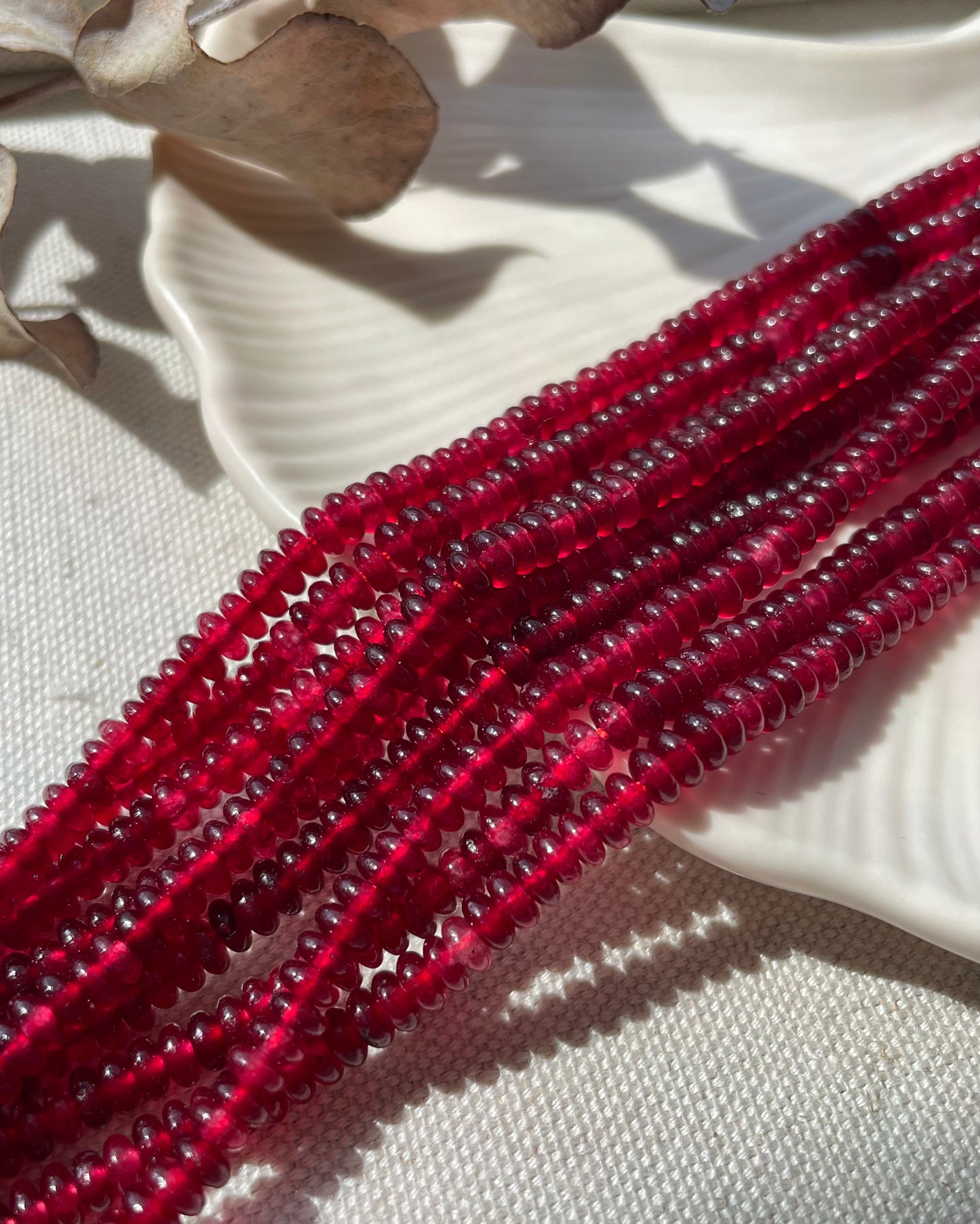 Light Red Garnet - 4mm Rondelle Natural Gemstone Crystal Beads